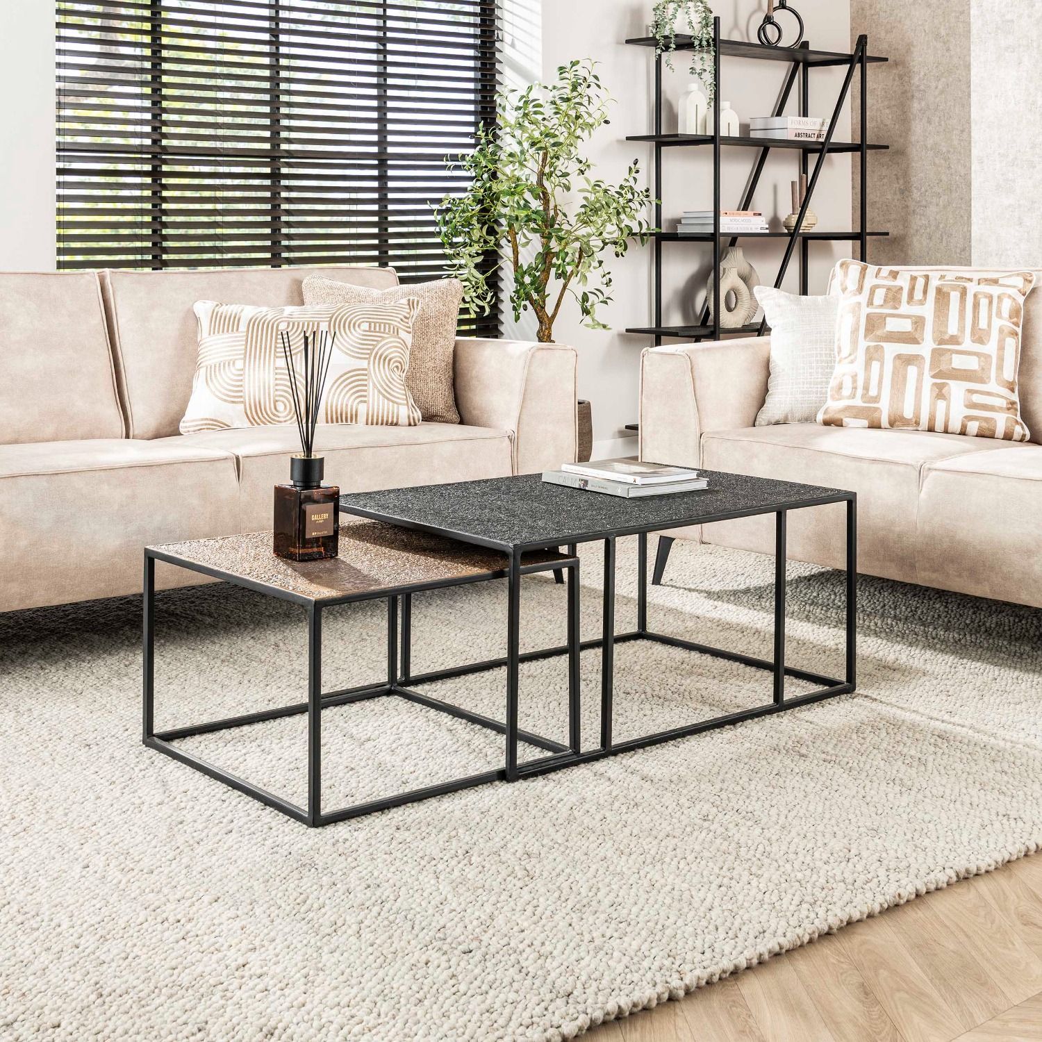 Moderne Salontafel Set 2 – Metallic Brons & Zwart
