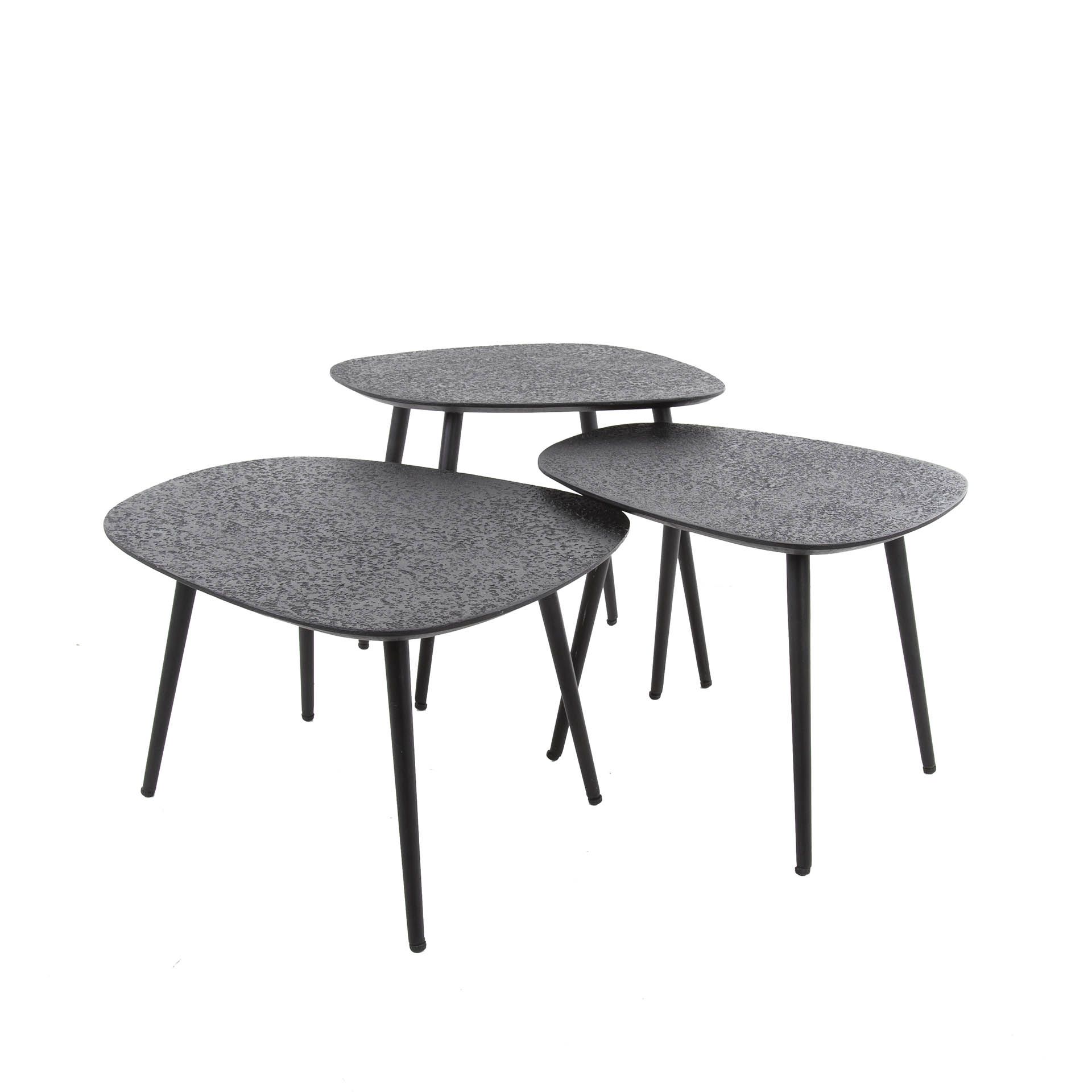 Moderne salontafel set van 3 – Vierhoekig, metallic zwart