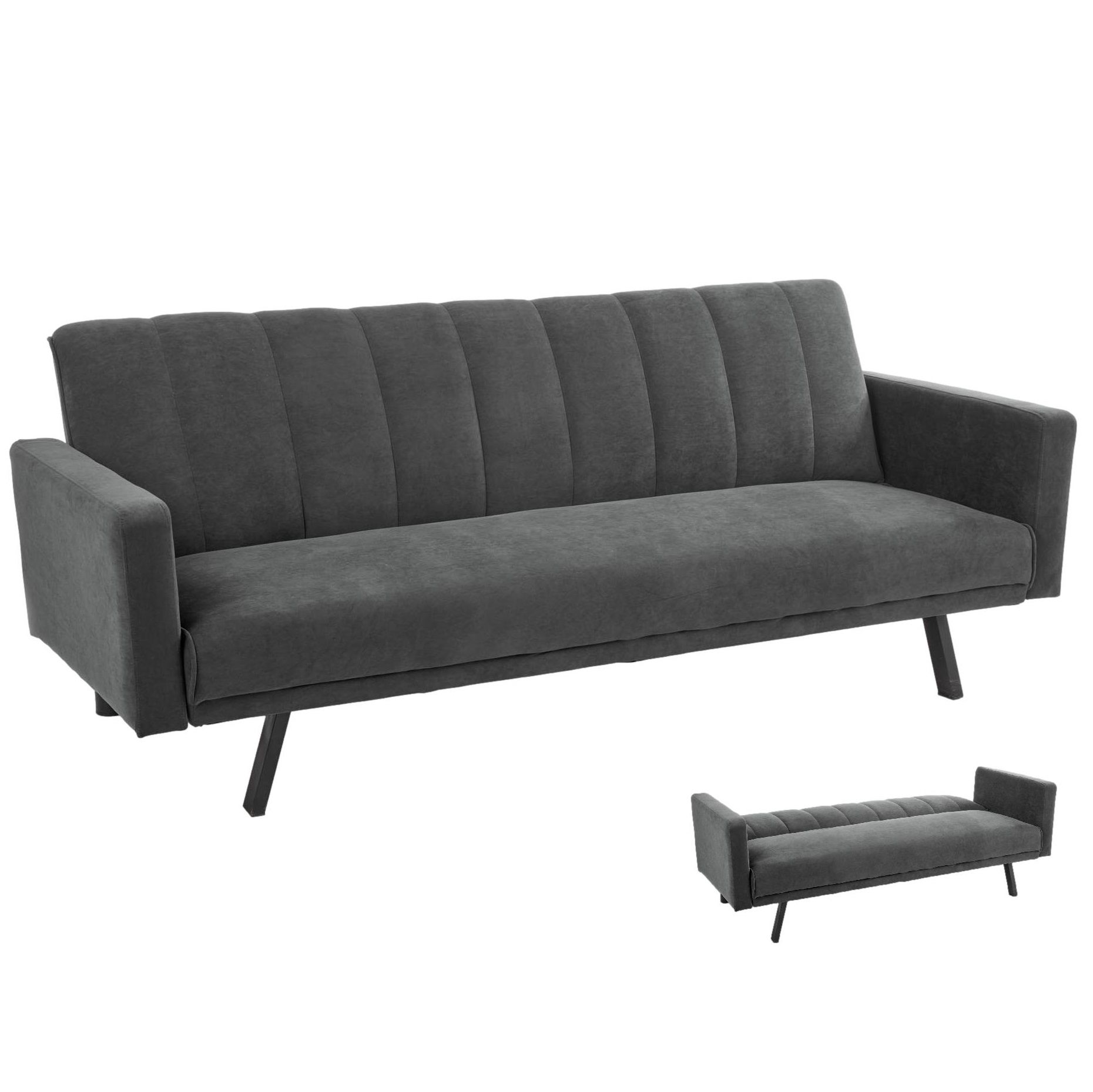 Moderne slaapbank Armando – 192 cm breed, grijze Velvet