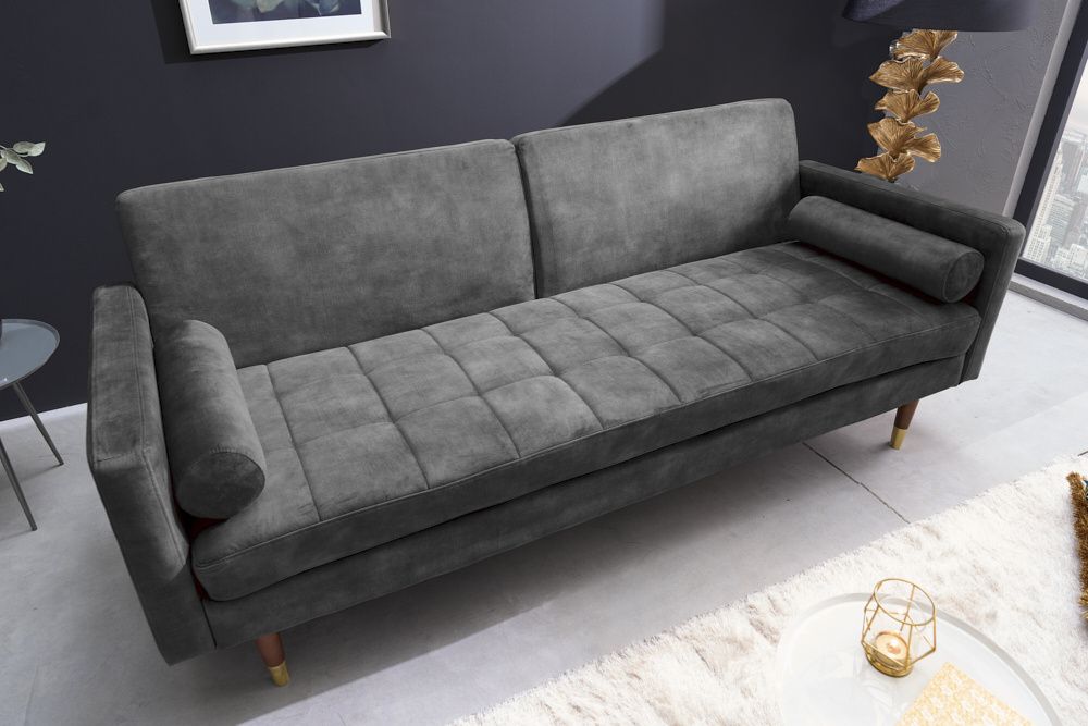 Moderne Slaapbank COUTURE 196 cm – Grijs Microvelours van Invicta Interior