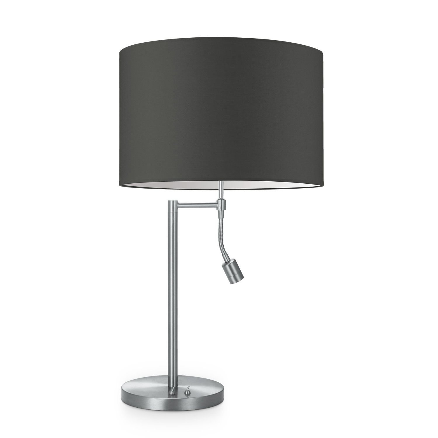 Moderne tafellamp Read Bling – Antraciet, stof & metaal, verstelbare LED, 35 cm lampenkap
