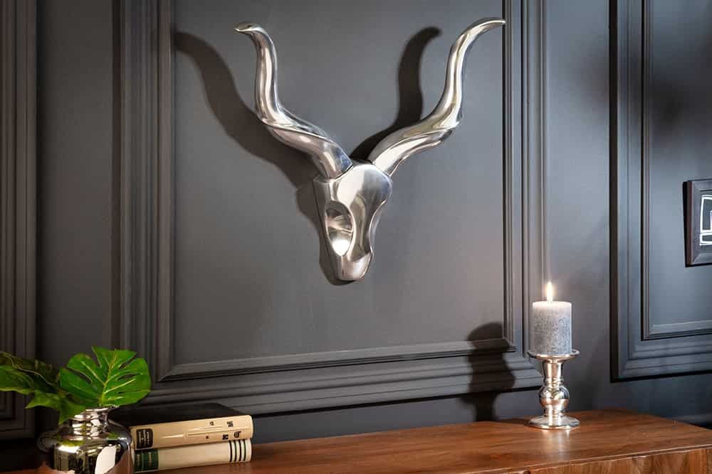 Moderne wanddecoratie STYLE ROCKS 50 cm – Zilveren gewei van Invicta Interior