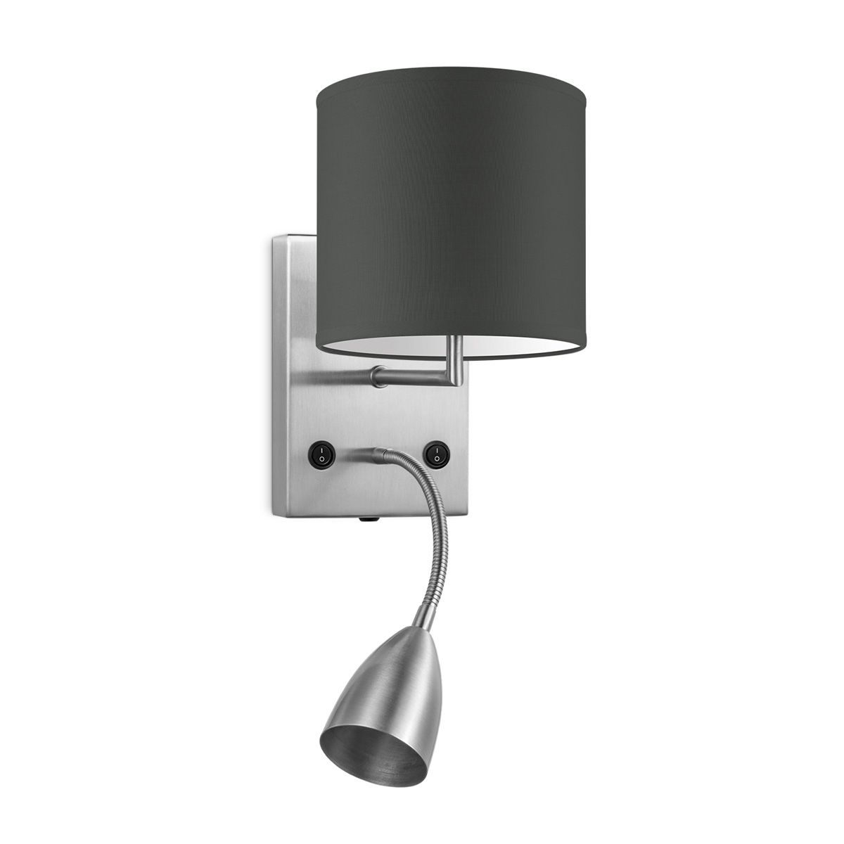 Moderne wandlamp Bling‑Read – antraciete stoffen kap, metaal & energiebesparende LED‑leeslamp