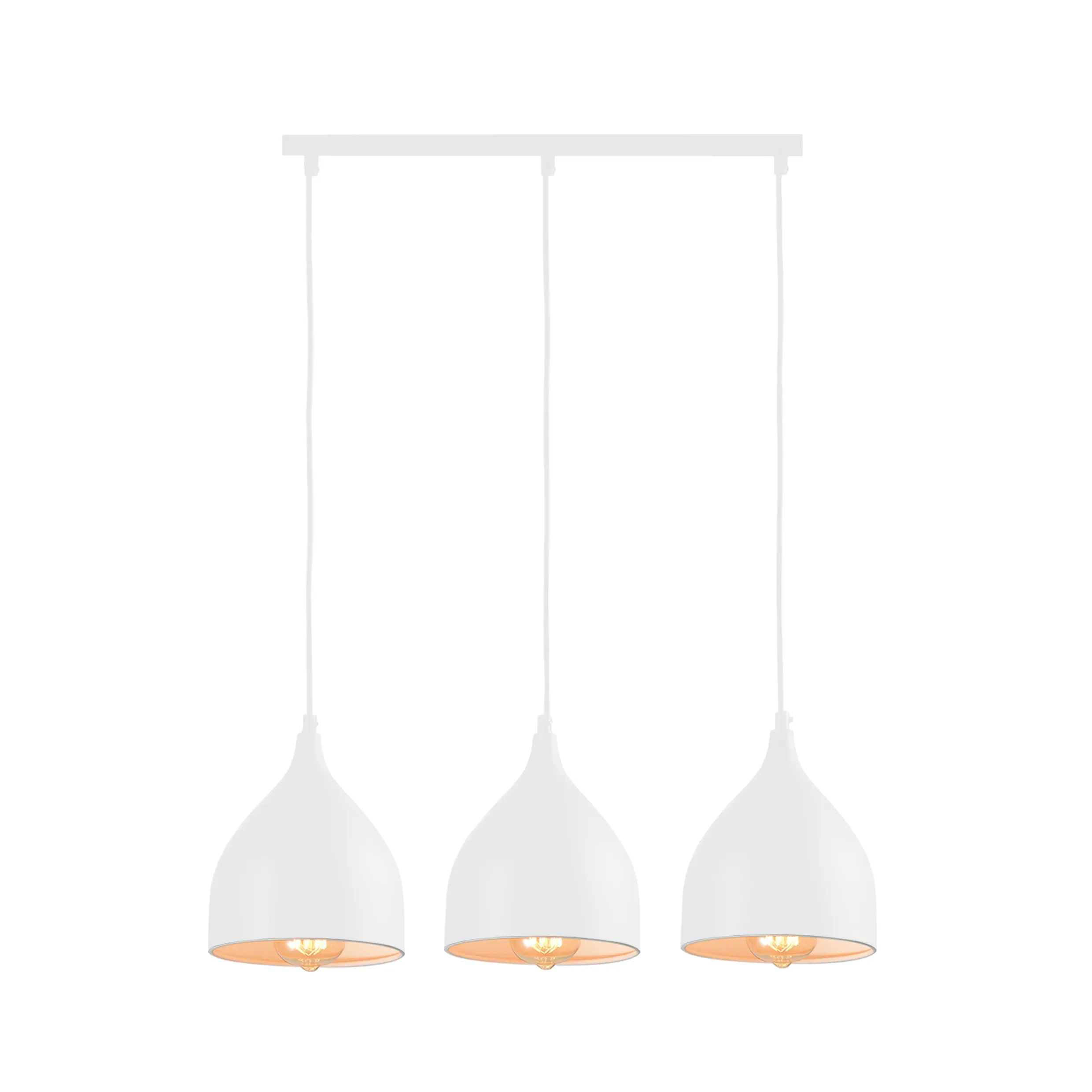 Moderne witte 3‑licht hanglamp QUVIO – Strak design voor de eettafel