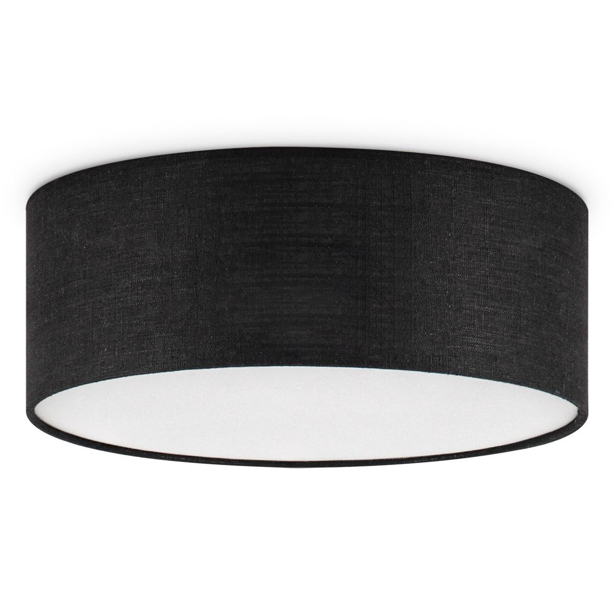 Moderne Zwarte Cilinder Plafondlamp met Stoffen Kap – Minimalistisch Design voor Woonkamer en Slaapkamer