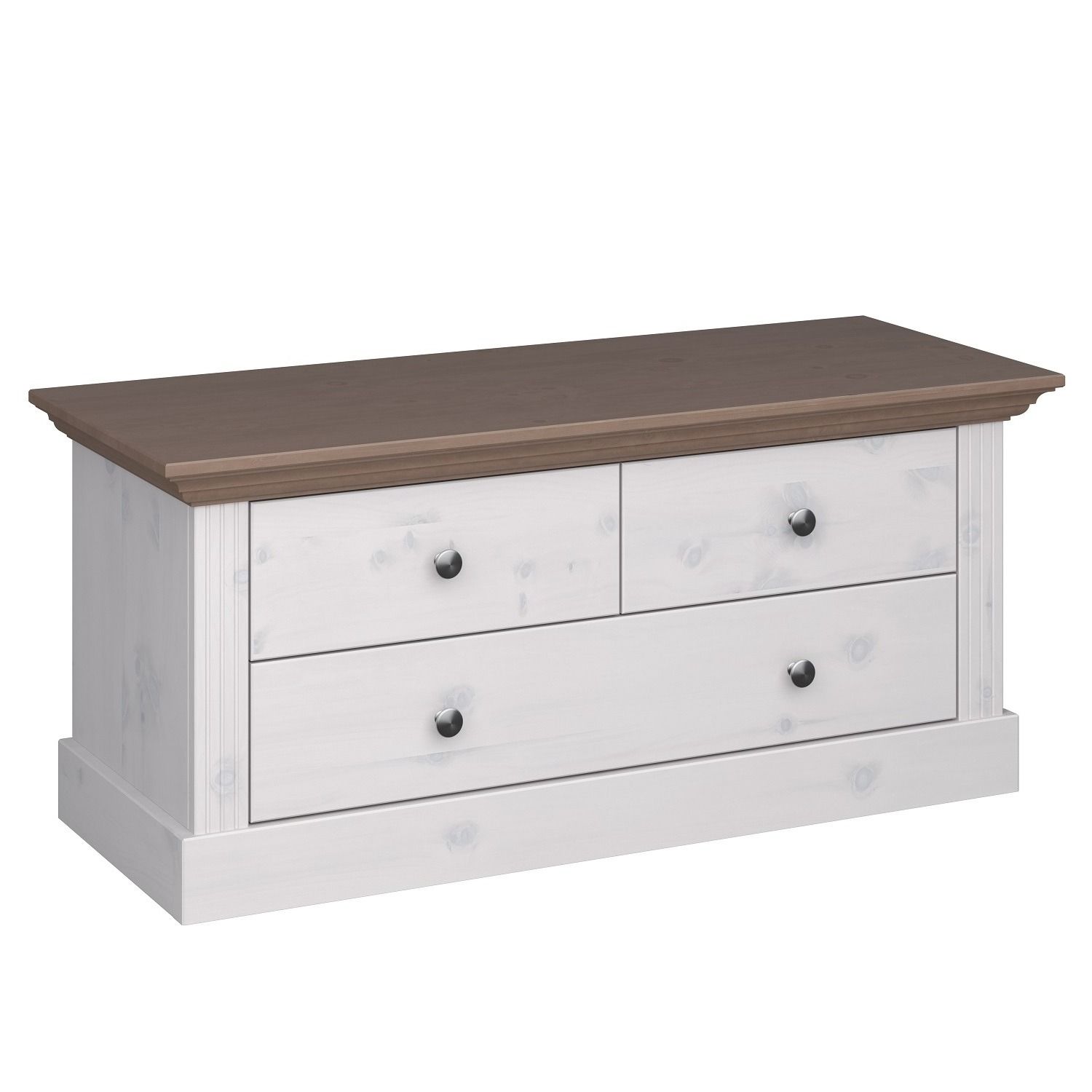 Monaco schoenenbank 46 cm – elegante white‑wash opbergoplossing voor je hal