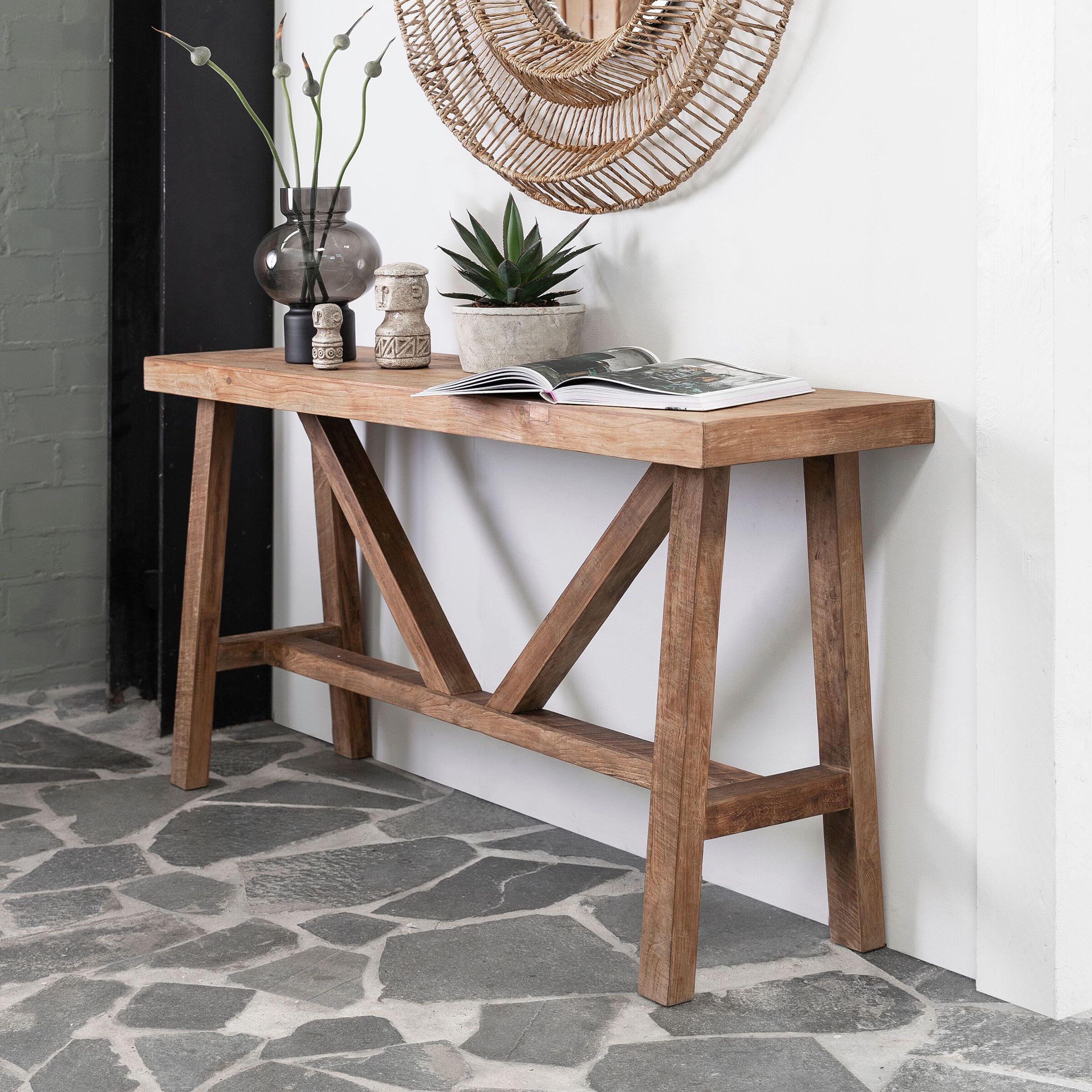 Monastery Sidetable van DTP Home – Duurzame teakhouten wandtafel (150 cm)