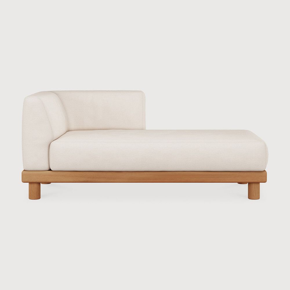 Monocle Lounge Loungebank – Modulaire Elegantie in Teakhout met Linksarm
