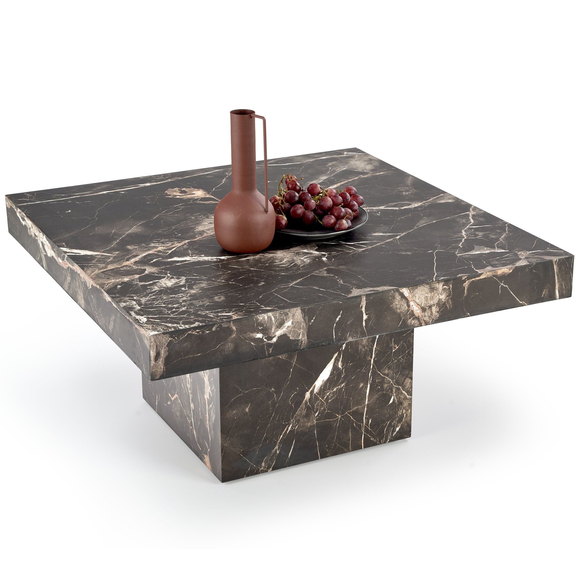 Monolit Zwarte Marmeren Salontafel 80 × 80 cm – Luxe en functionaliteit voor elke woonkamer