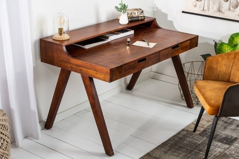 Monsoon 120 cm massief secretaire bureau – stijlvolle acacia met unieke afwerking