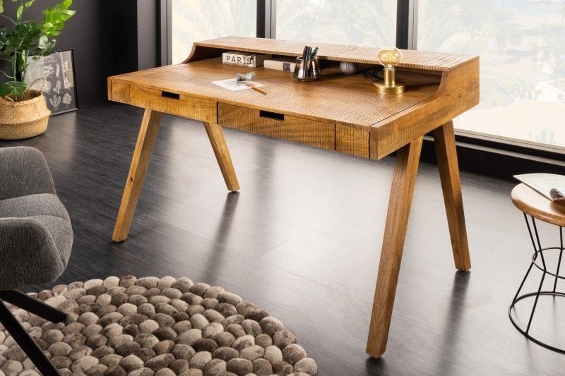 Monsoon secretaire 120 cm – robuust mangohouten bureau van Invicta Interior