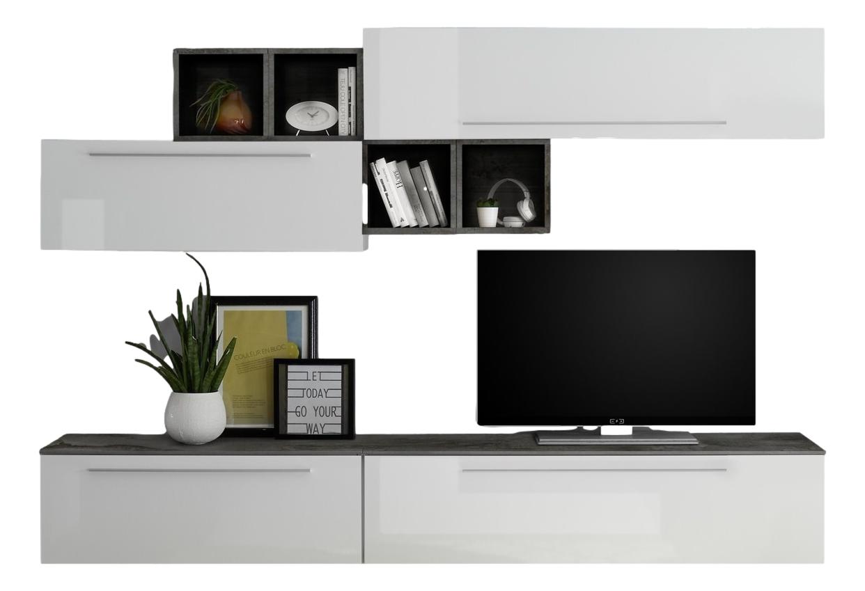 Moon TV‑wandmeubel set – hoogglans wit met soft‑close, modulair en stijlvol