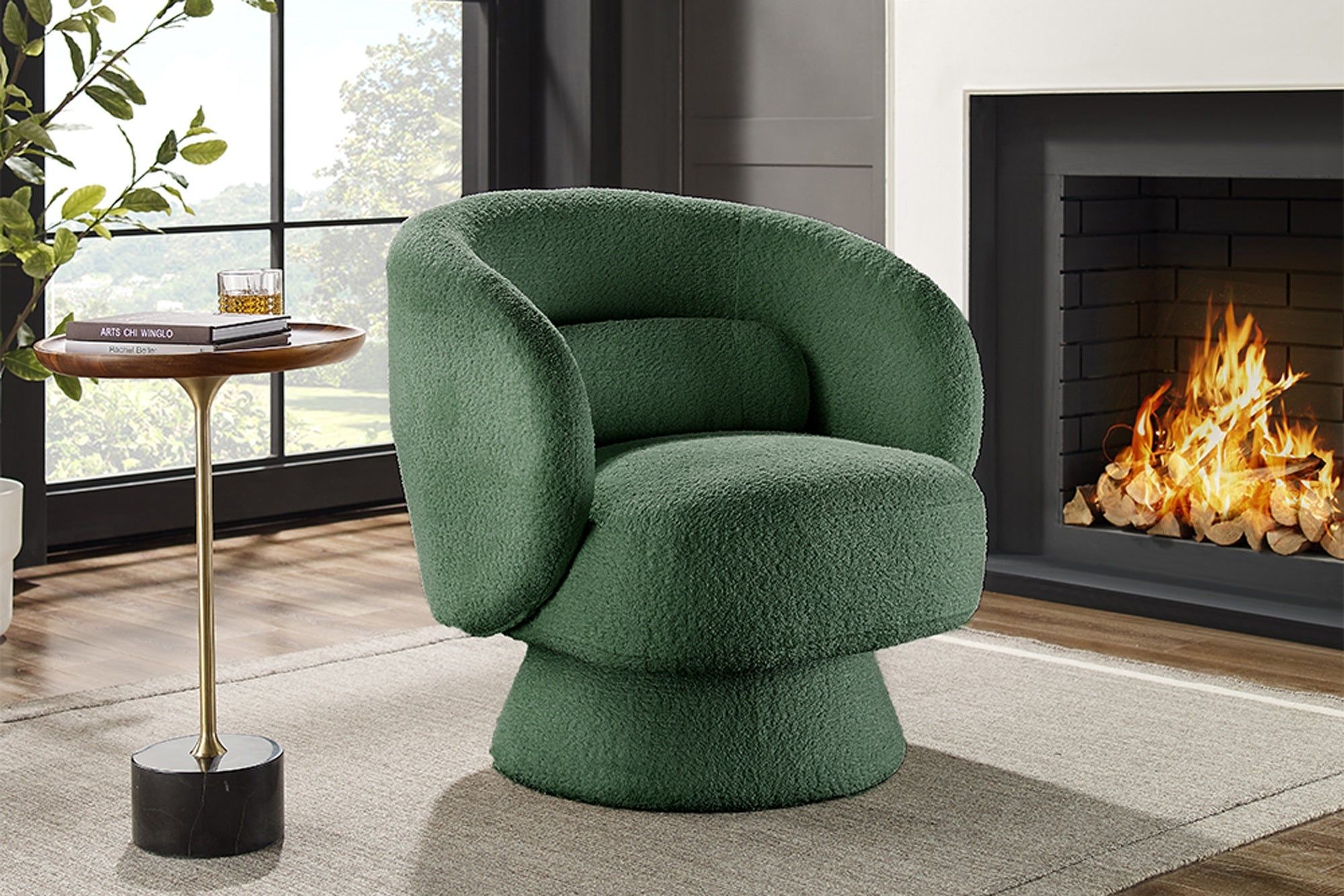 Mosgroene draaibare designfauteuil BOSSA NOVA – 80 cm – Invicta Interior