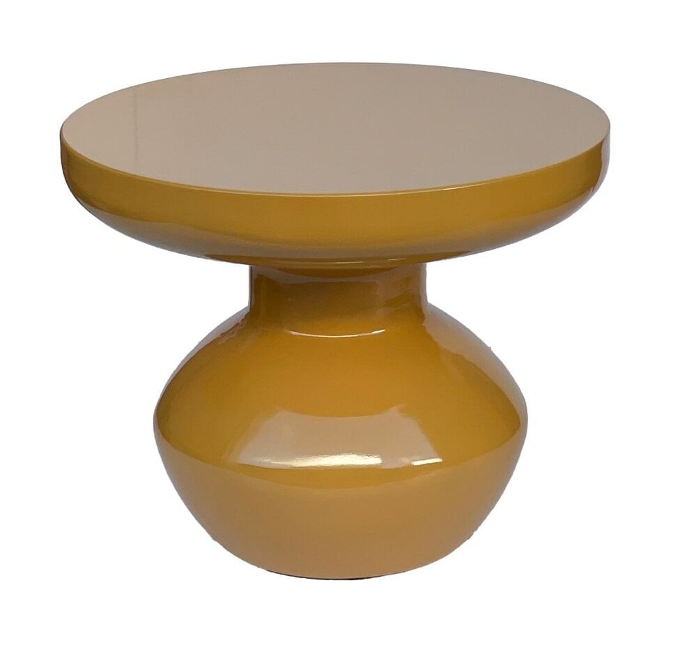 Mosterdgele ronde bijzettafel Lou van Brix – compact en stijlvol