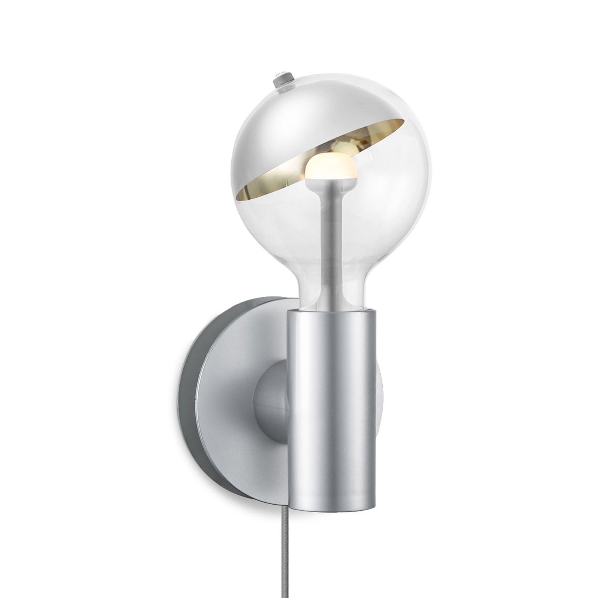 Move Me Wally wandlamp – grijs met zilver‑gouden Sphere LED (5,5 W)