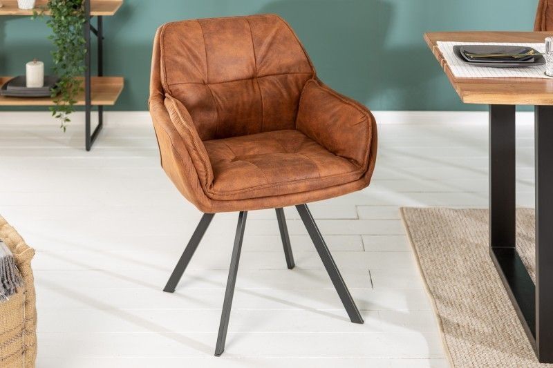 MR. LOUNGER – Draaibare designstoel in lichtbruin met armleuning van Invicta Interior