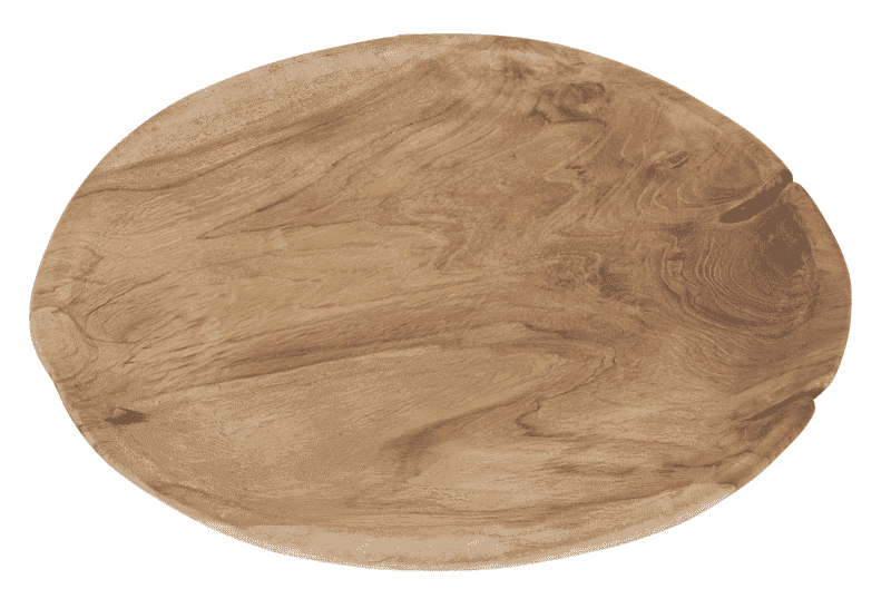 MUST Living dienblad Mebabu – natuurgetrouw teakhouten accessoire (40 × 45 cm)