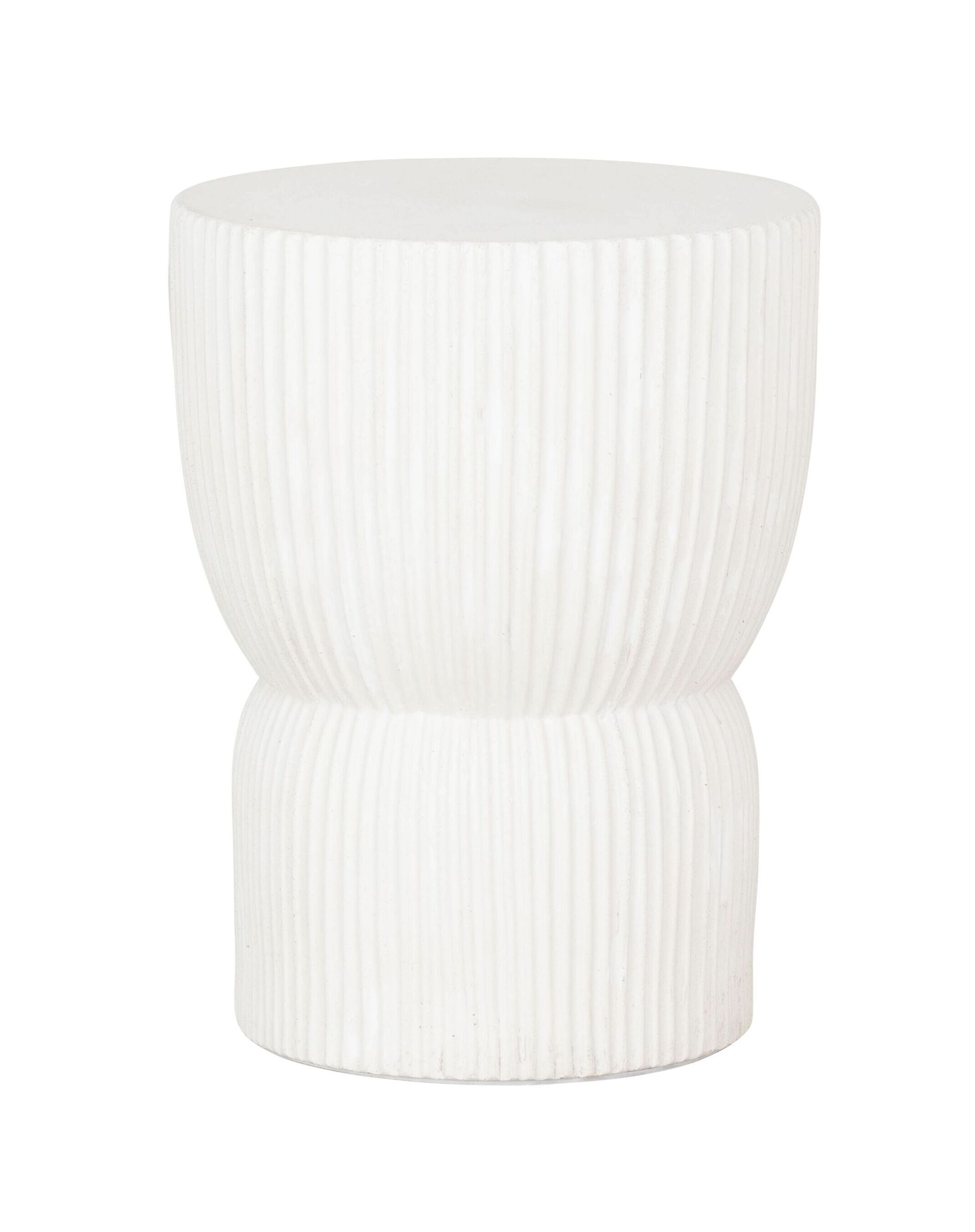 MUST Living Fluted Cement Krukje – Strakke Witte Zitoptie van 30 cm