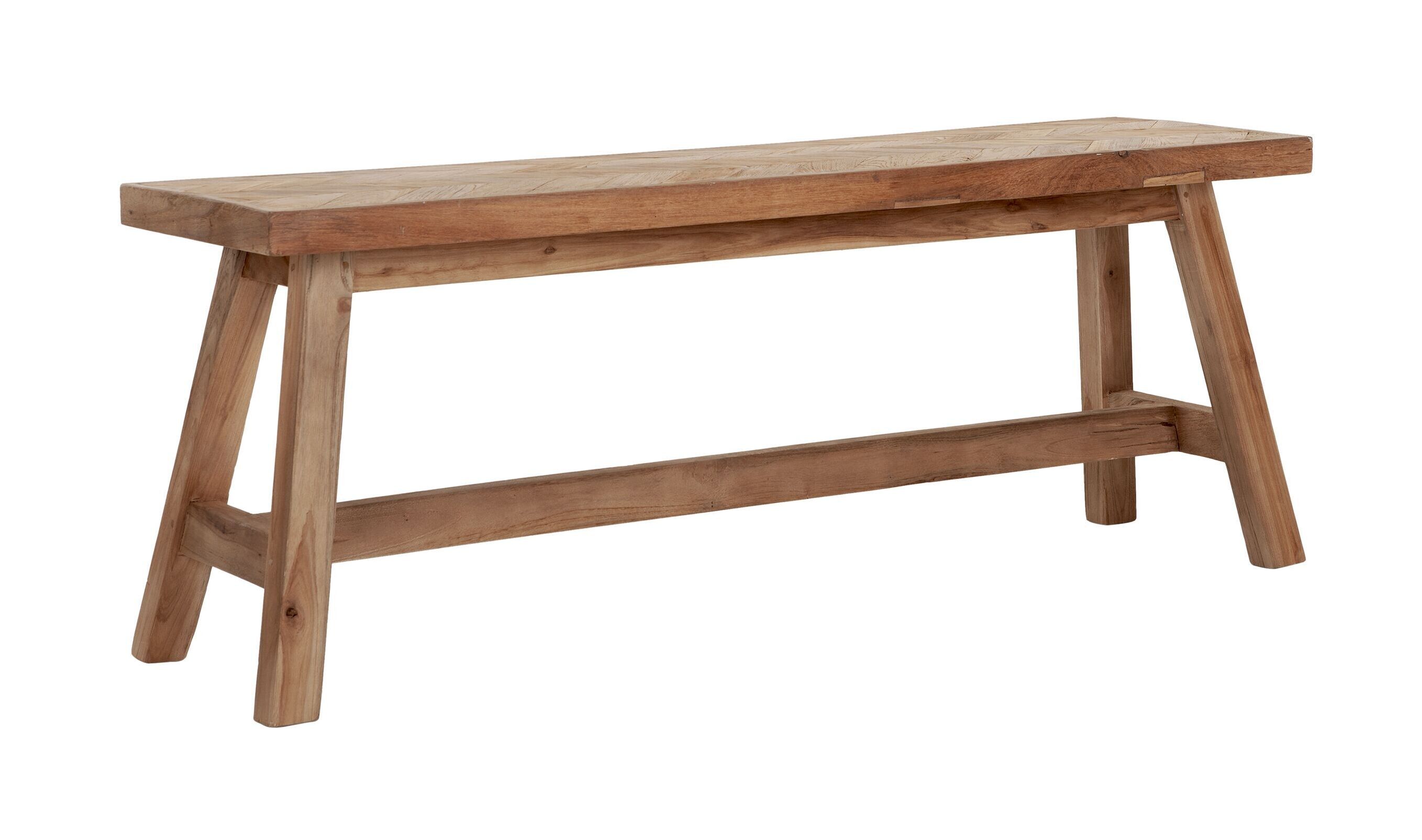 MUST Living Halbank Herringbone – Natuurlijke Teakhouten Halbank 120 cm