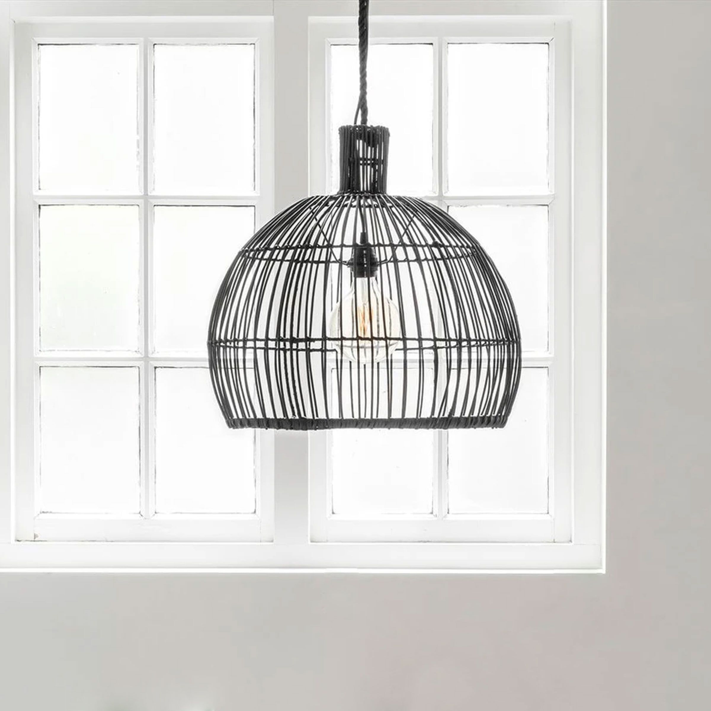 MUST Living Hanglamp Las Salinas Rotan – Zwarte hanglamp 50 cm