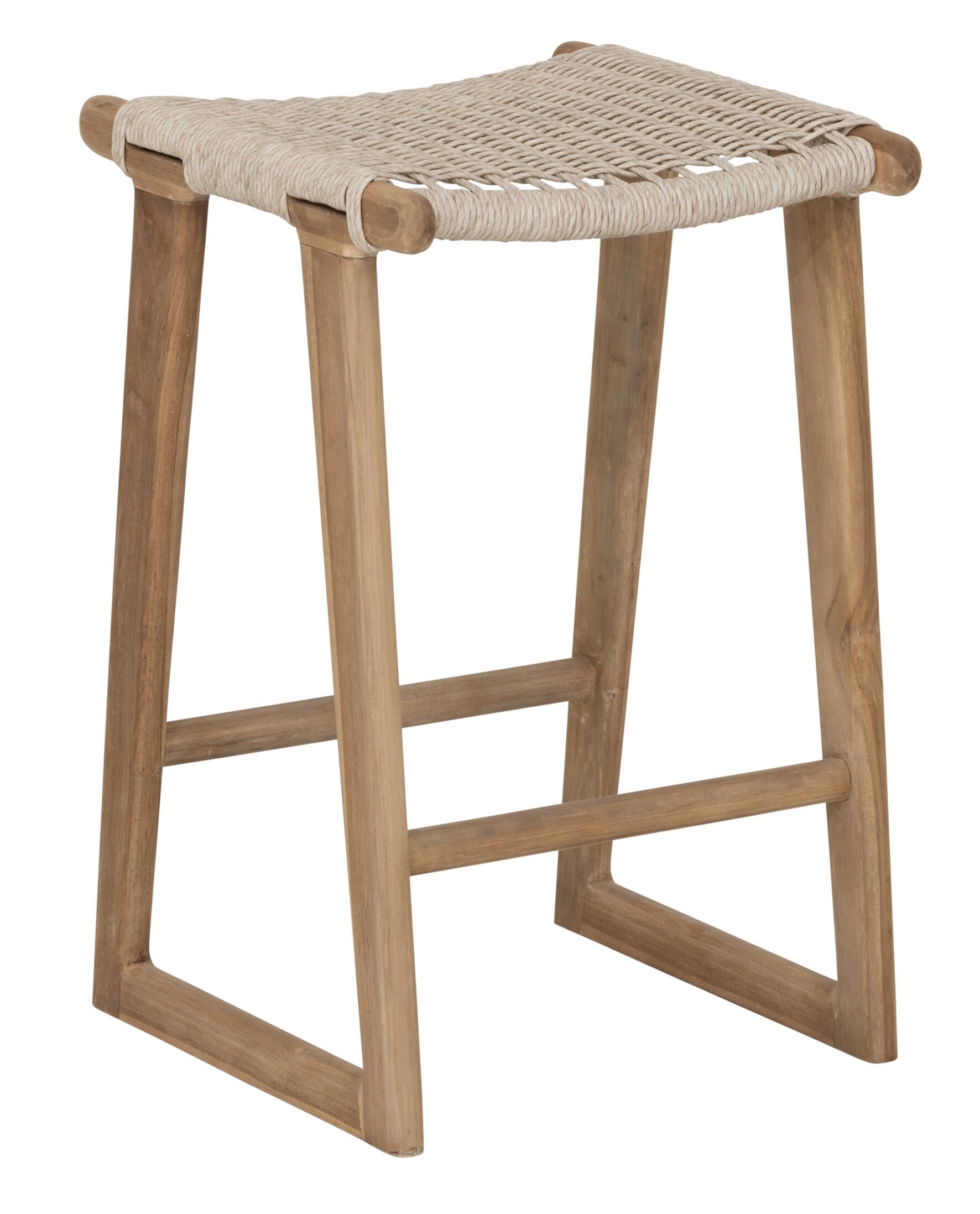 MUST Living Kento Barstoel – Natuurlijke Teakhouten Elegantie voor Binnen en Buiten
