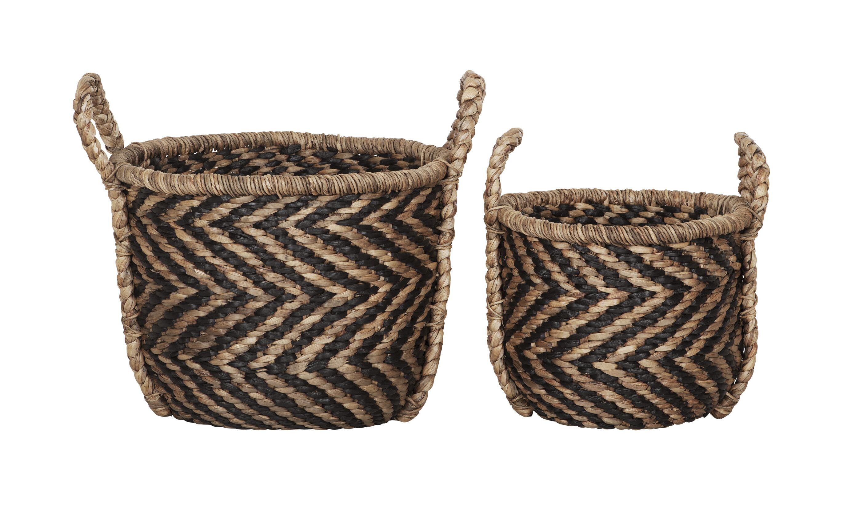 MUST Living Mand Basket Rond XL – Set van 2, Zwart Waterhyacint
