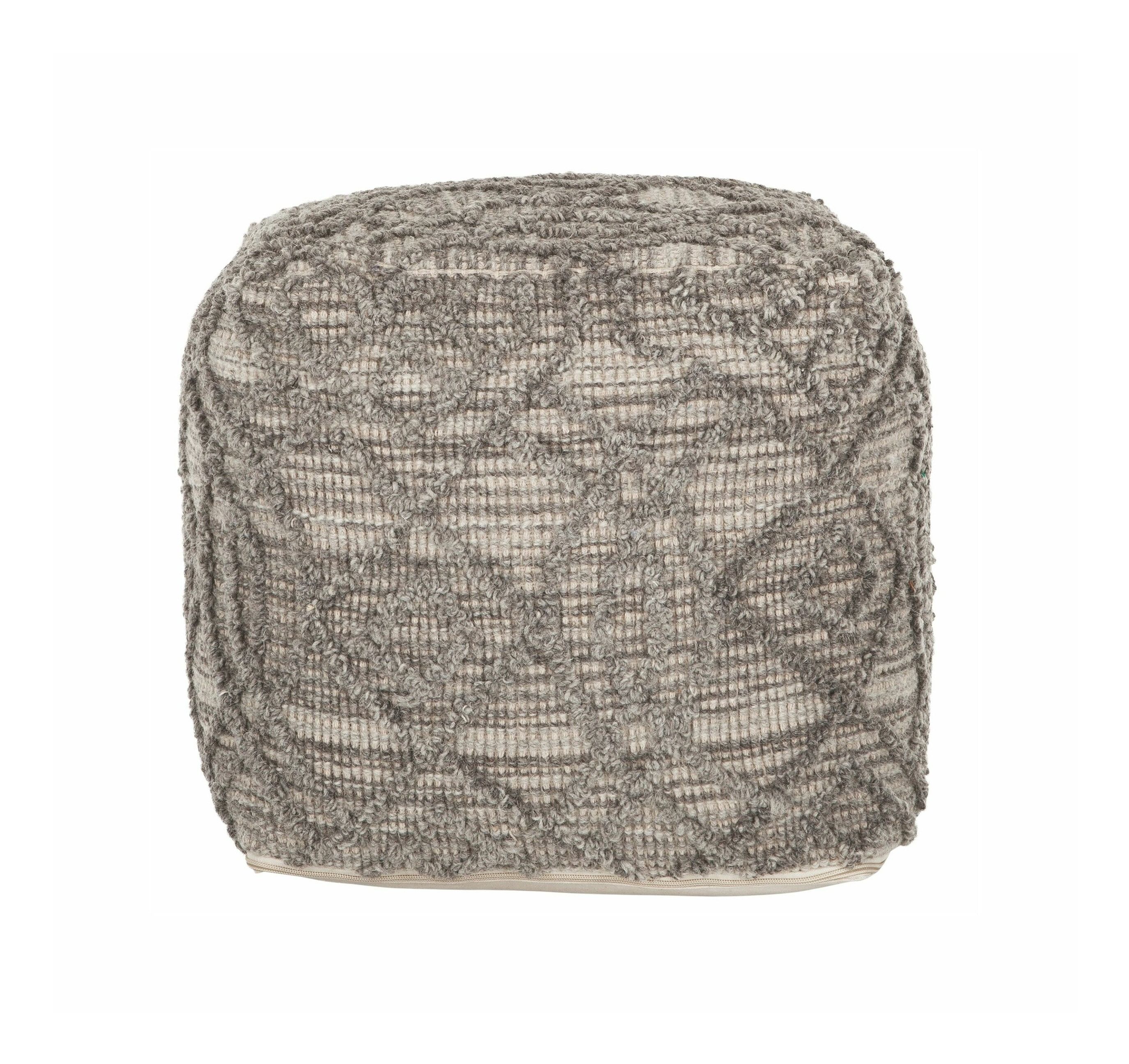 MUST Living Poef Angel 40 cm – Natuurlijke grijze ronde zitkussen