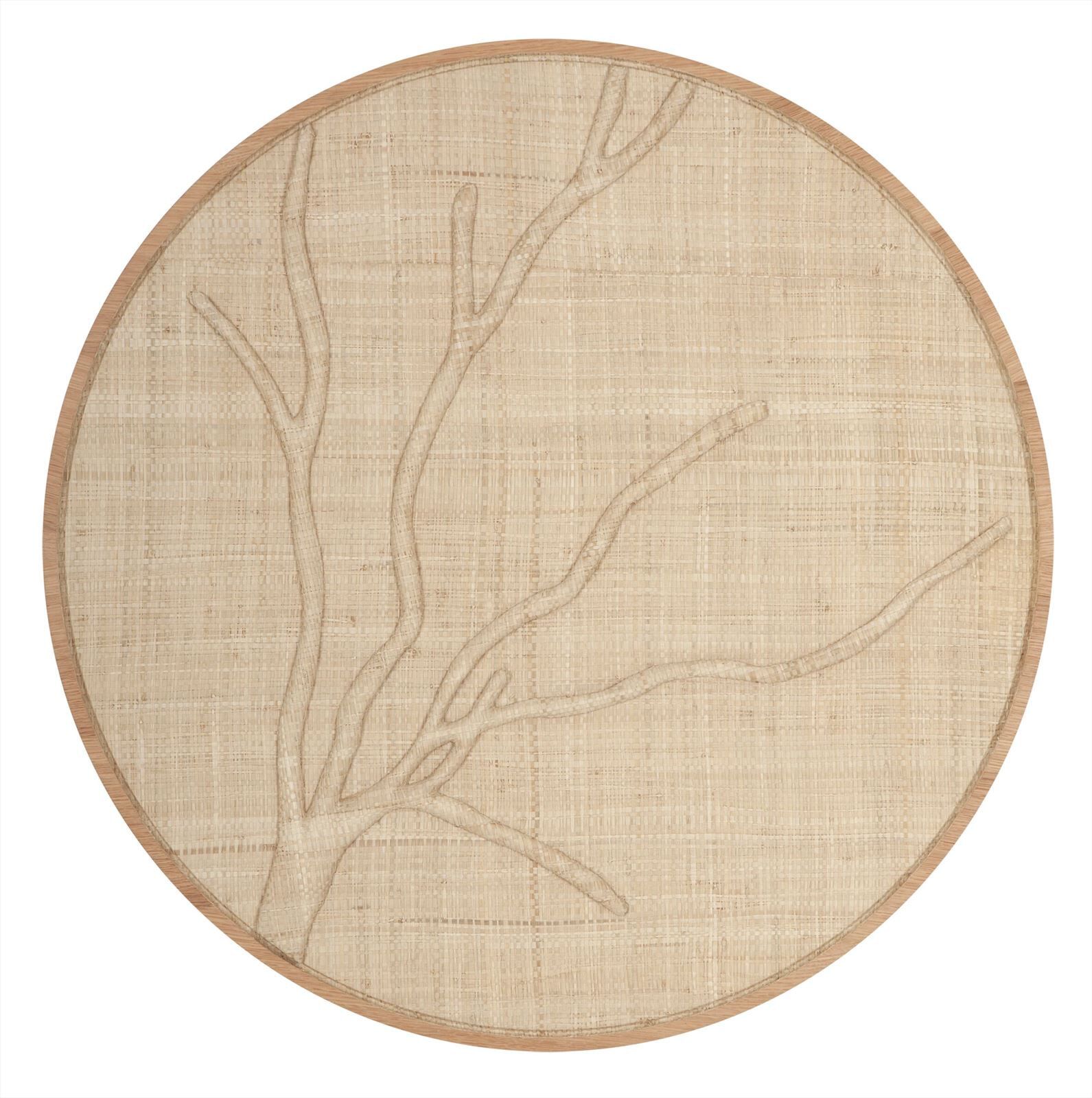 MUST Living – Rond Wandpaneel Jungle in Palmblad, 85 cm (Beige)