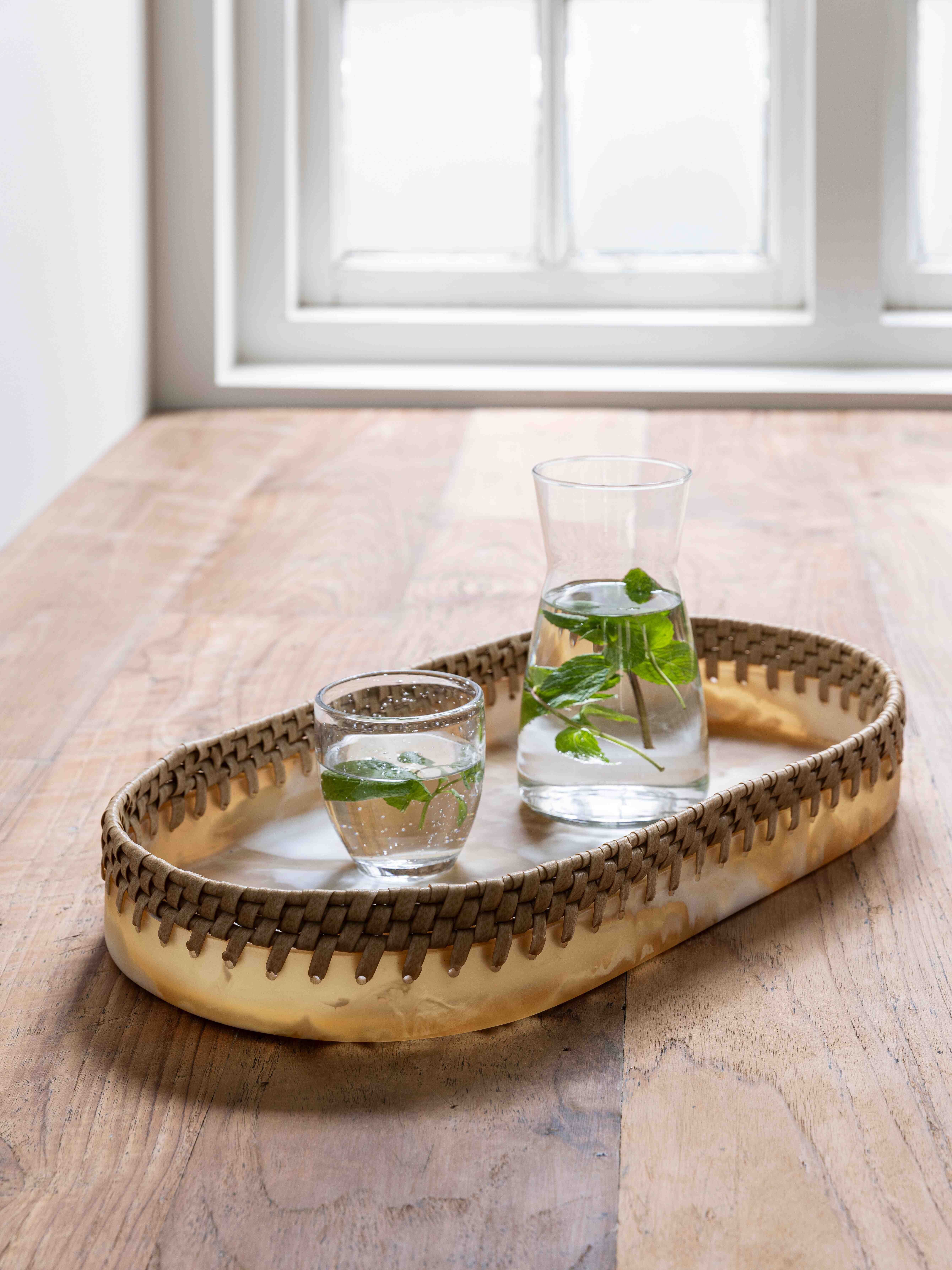 MUST Living schaal Da Vinci Ovaal – tijdloos decor in bruine en witte tinten