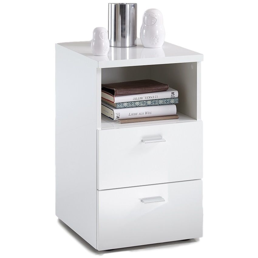 Nachtkastje Colima Small – Strak Hoogglans Wit, 62 cm