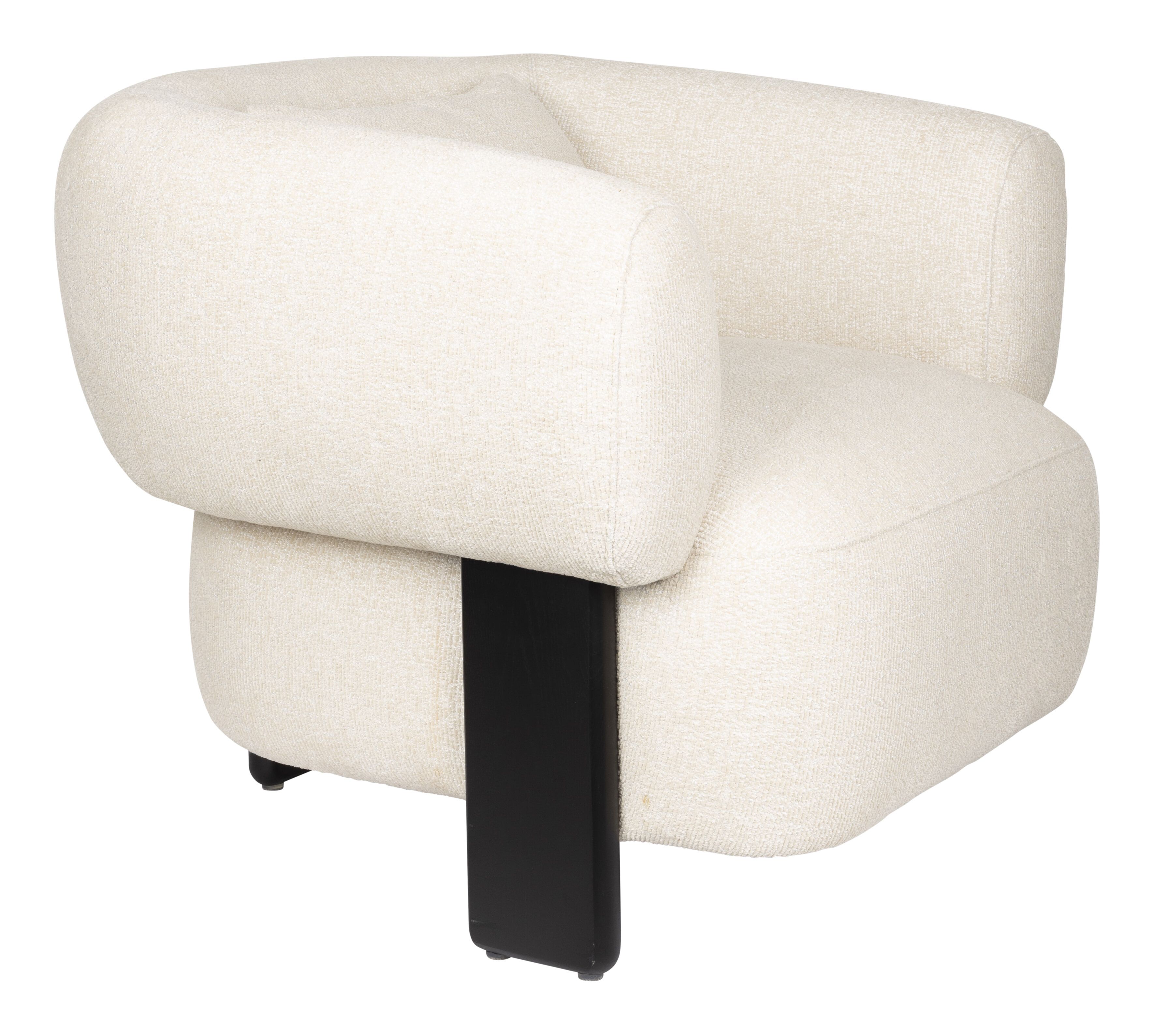 Neil Fauteuil – Strakke witte weefstof met houten onderstel