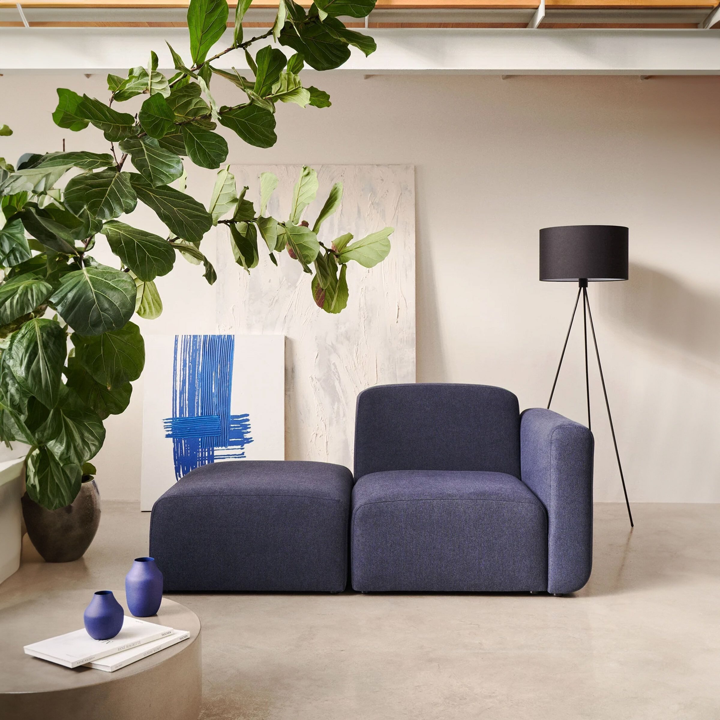 Neom 1‑zits bank met eindpaneel – stijlvol donkerblauw