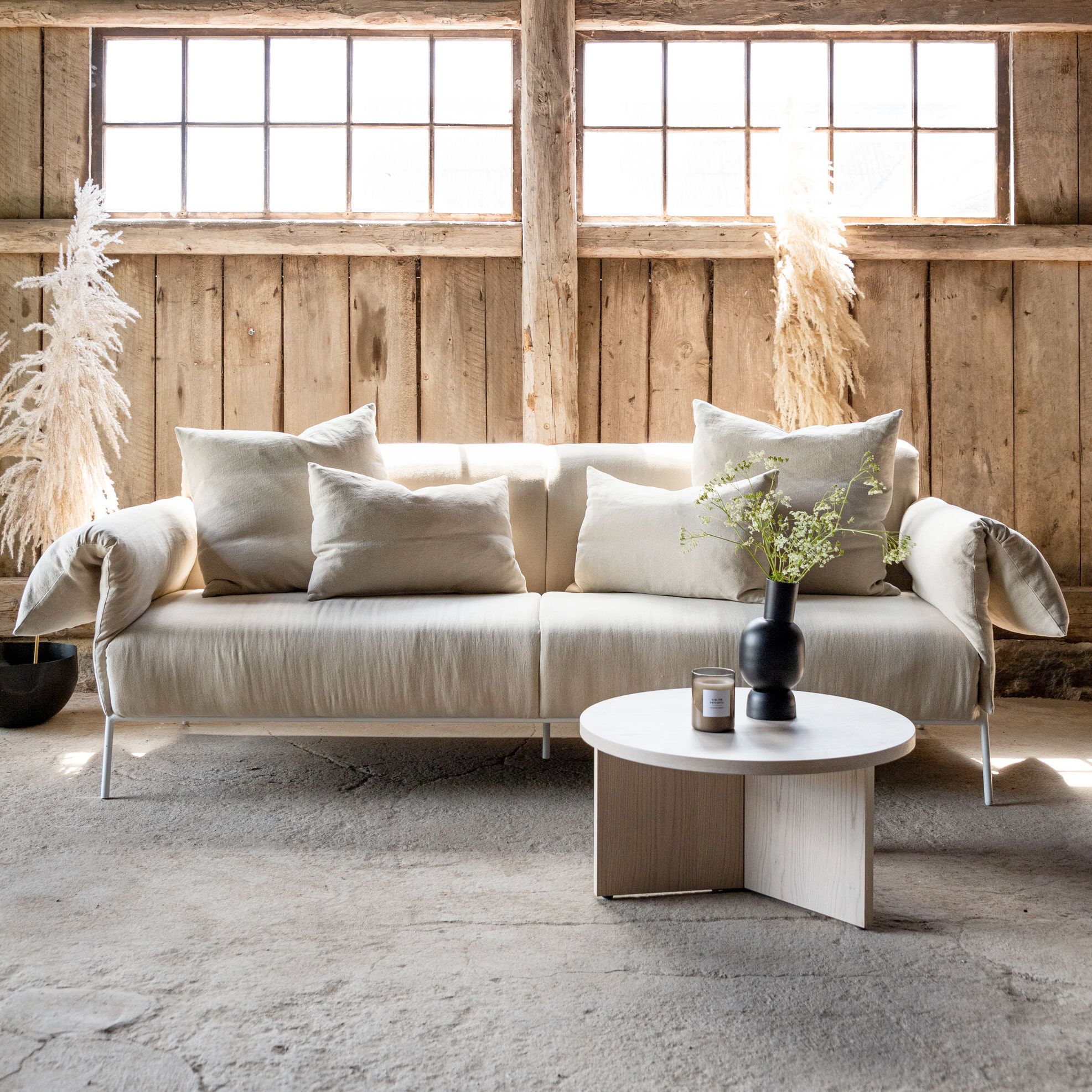 Nohr 3‑zits bank Abiel – Scandinavisch comfort in zacht beige linnen