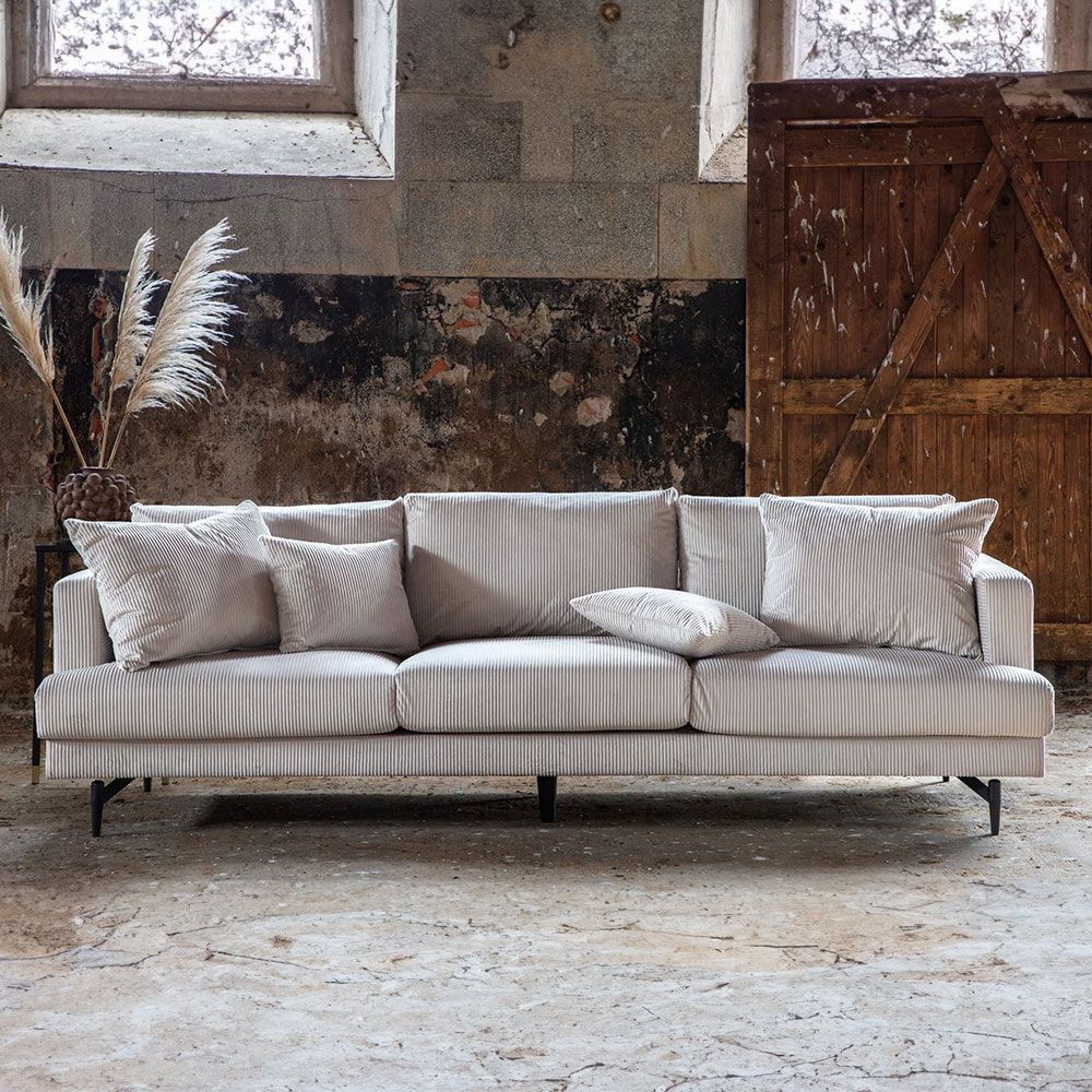 Nohr 3‑zits bank Tamora Rib – stijlvolle beige lounge voor modern wonen