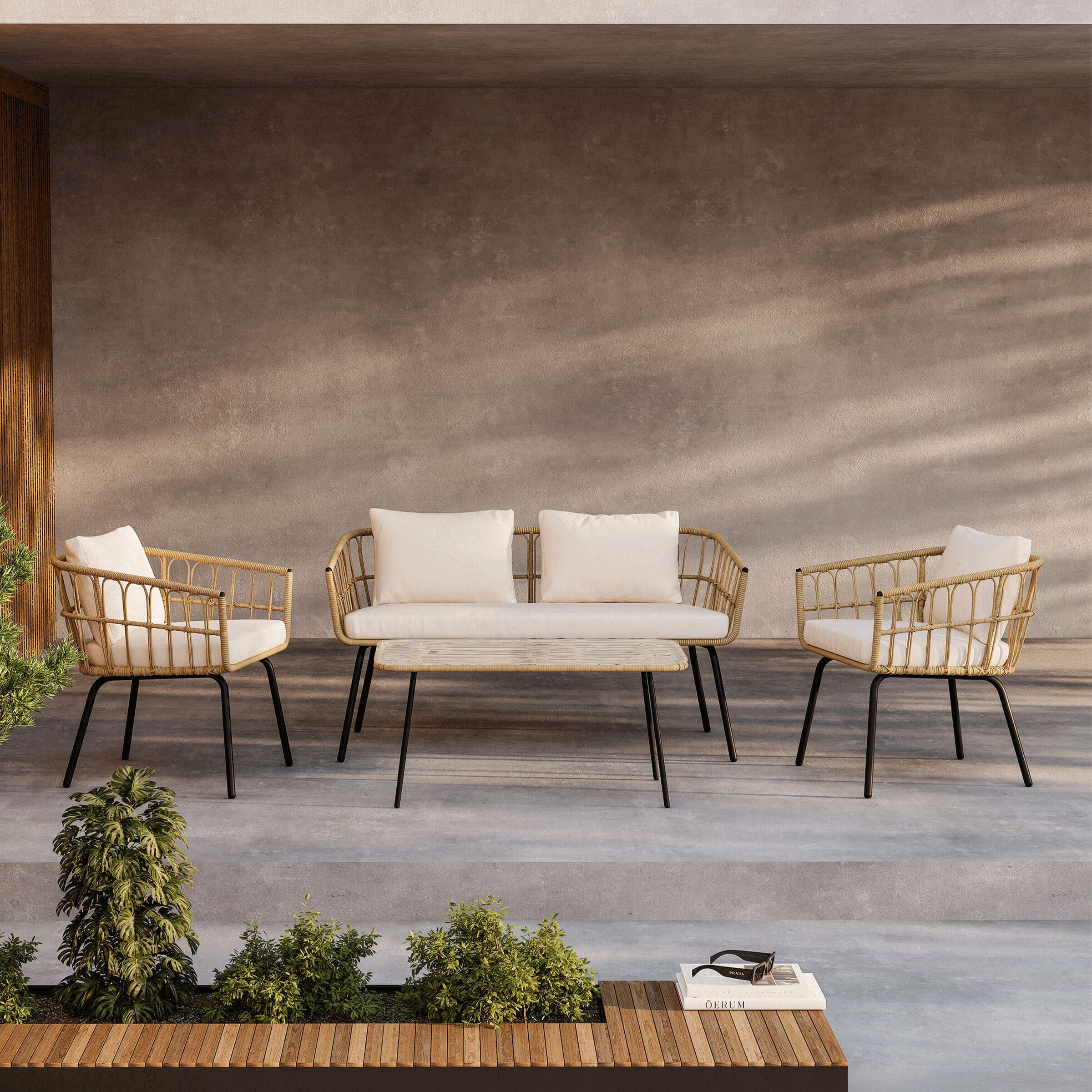 Nohr Agustina Rattan Loungeset – Elegante buiten- en woonkamermeubilair