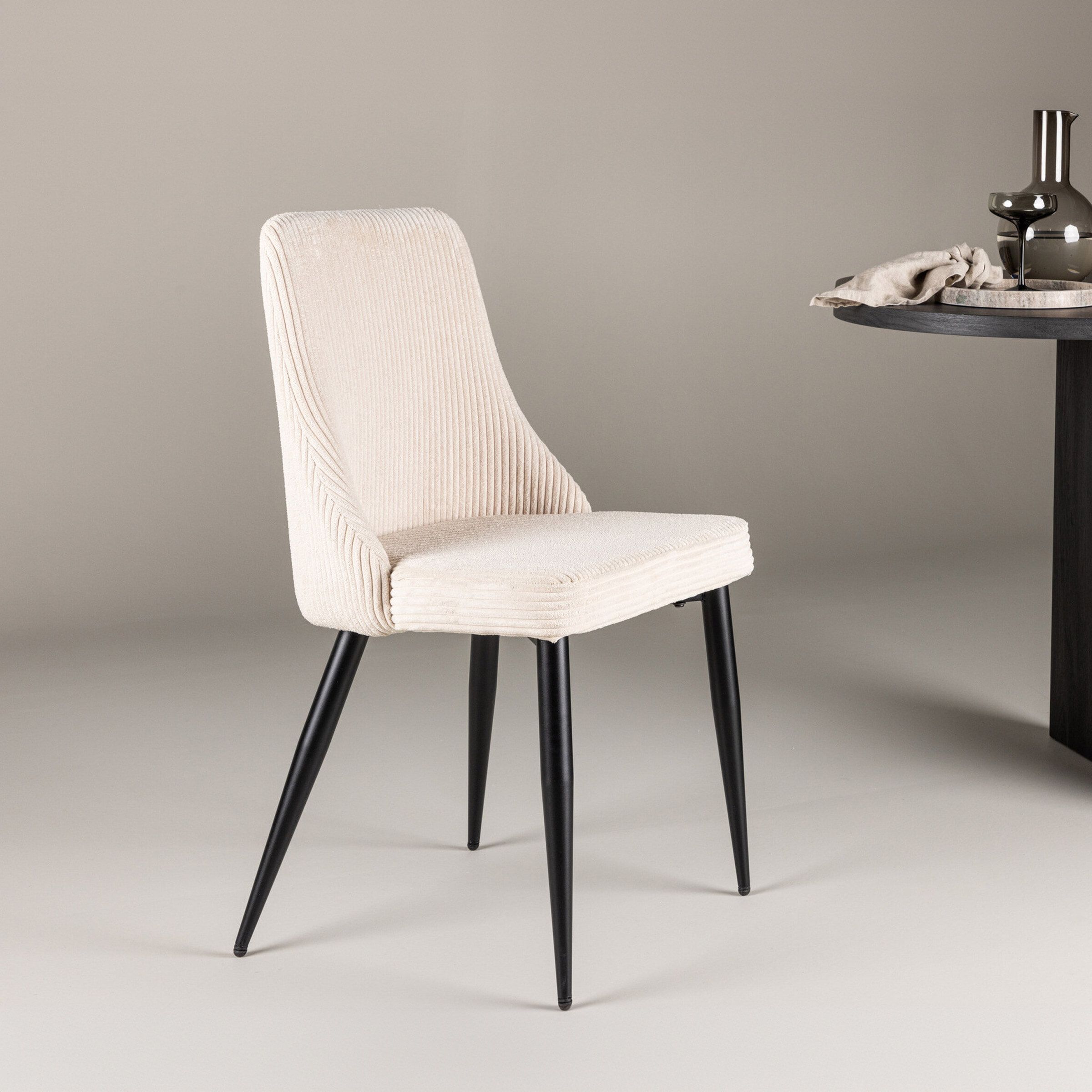 Nohr Alexys Rib Eetkamerstoel – Beige, FSC‑Gecertificeerd & Comfortabel 2‑Pack