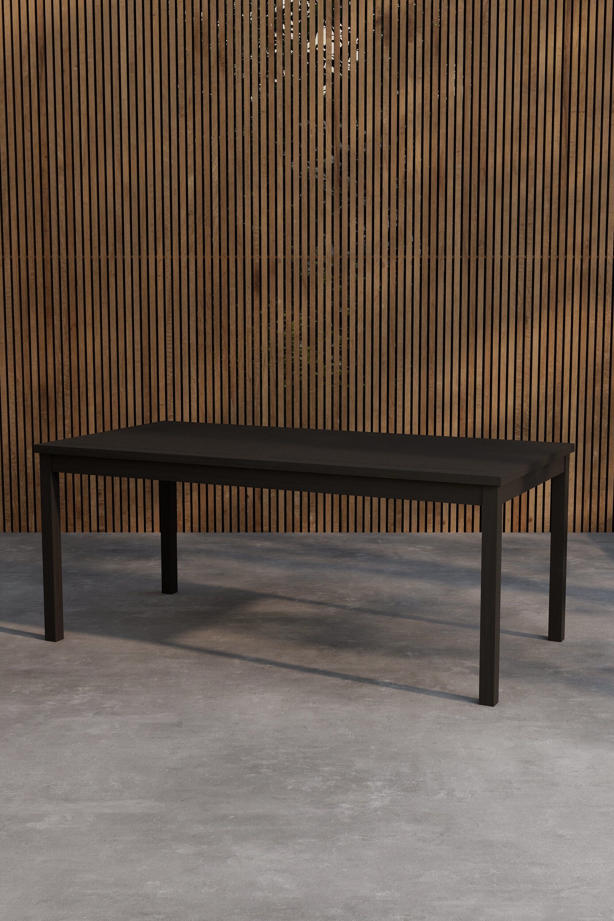 Nohr Amberia Tuintafel 180 × 90 cm – Strakke Zwarte Teakhouten Eettafel voor Buiten