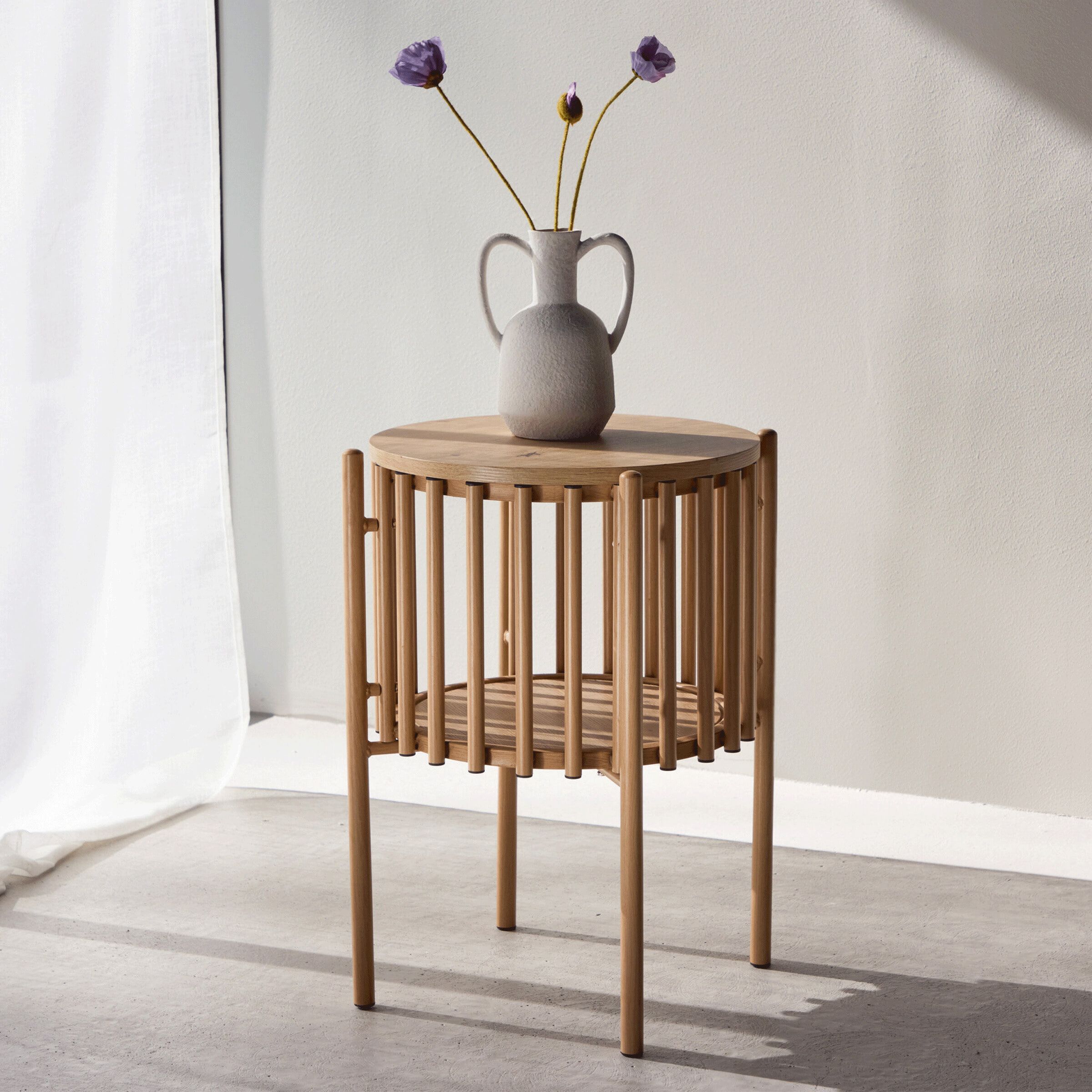 Nohr Arwa ronde bijzettafel 45 cm – natuurlijke Scandinavische elegantie