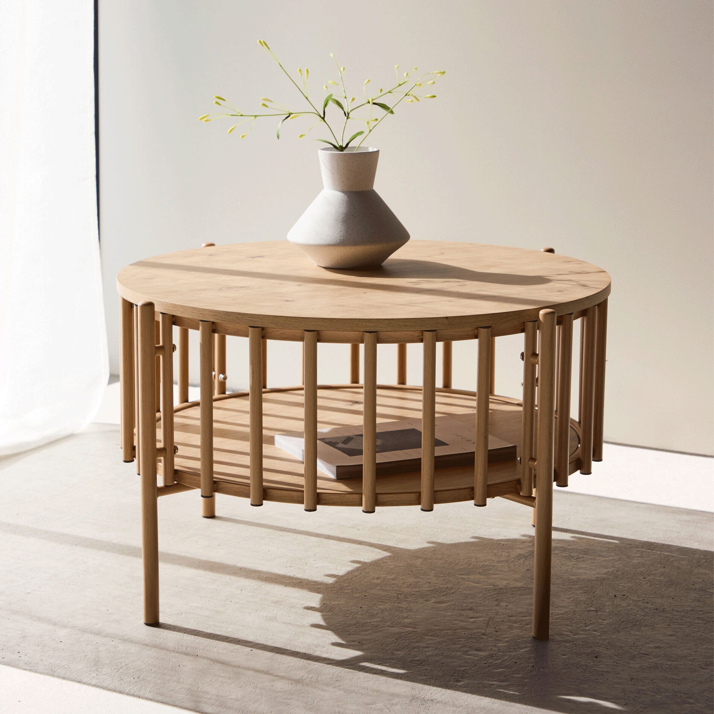 Nohr Arwa Ronde Salontafel 80 cm – Naturel, Scandinavisch Design met Warm Houtkarakter