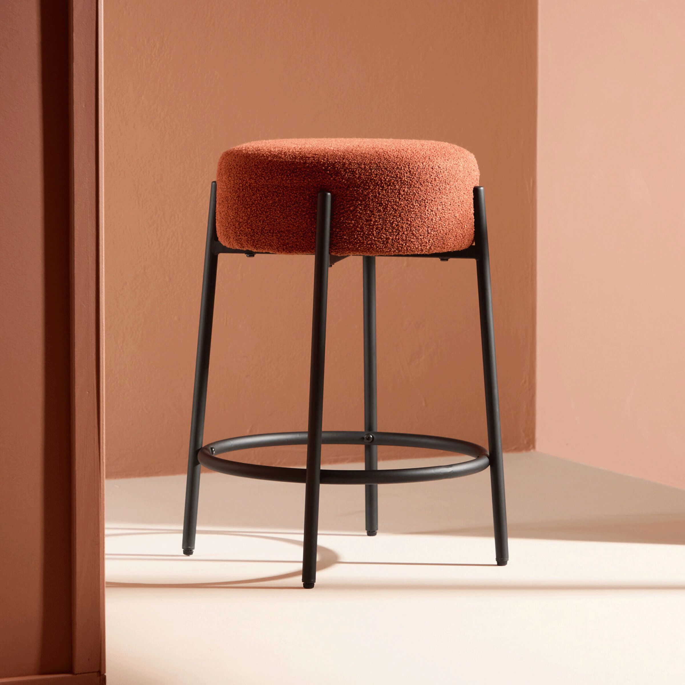 Nohr Barkruk Maryann Bouclé – Rood, zithoogte 60 cm