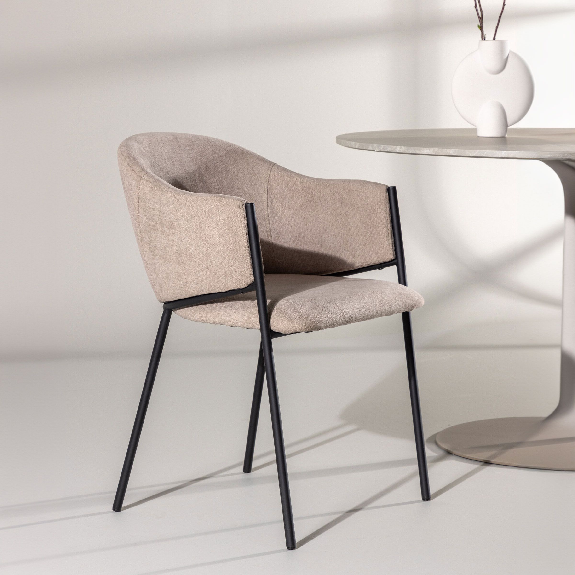 Nohr Chadley Eetkamerstoel – Beige, 2‑Pack voor een warme eetkamer
