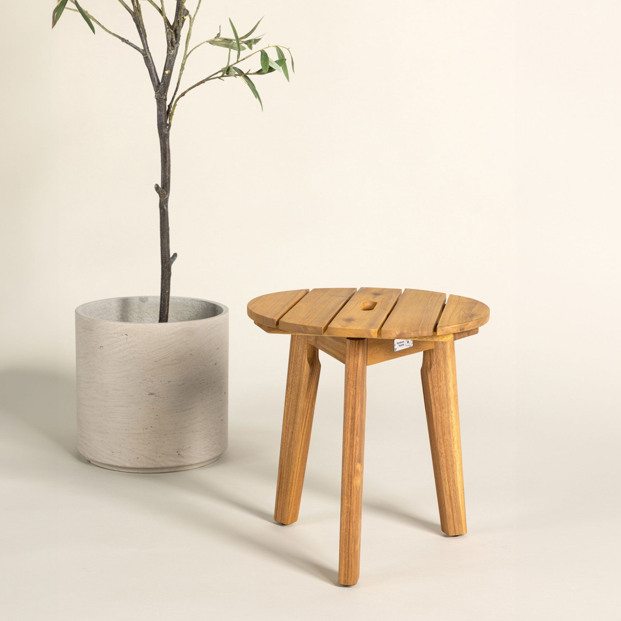 Nohr Chandni ronde bijzettafel – acaciahout 40 cm, natuurlijk & praktisch
