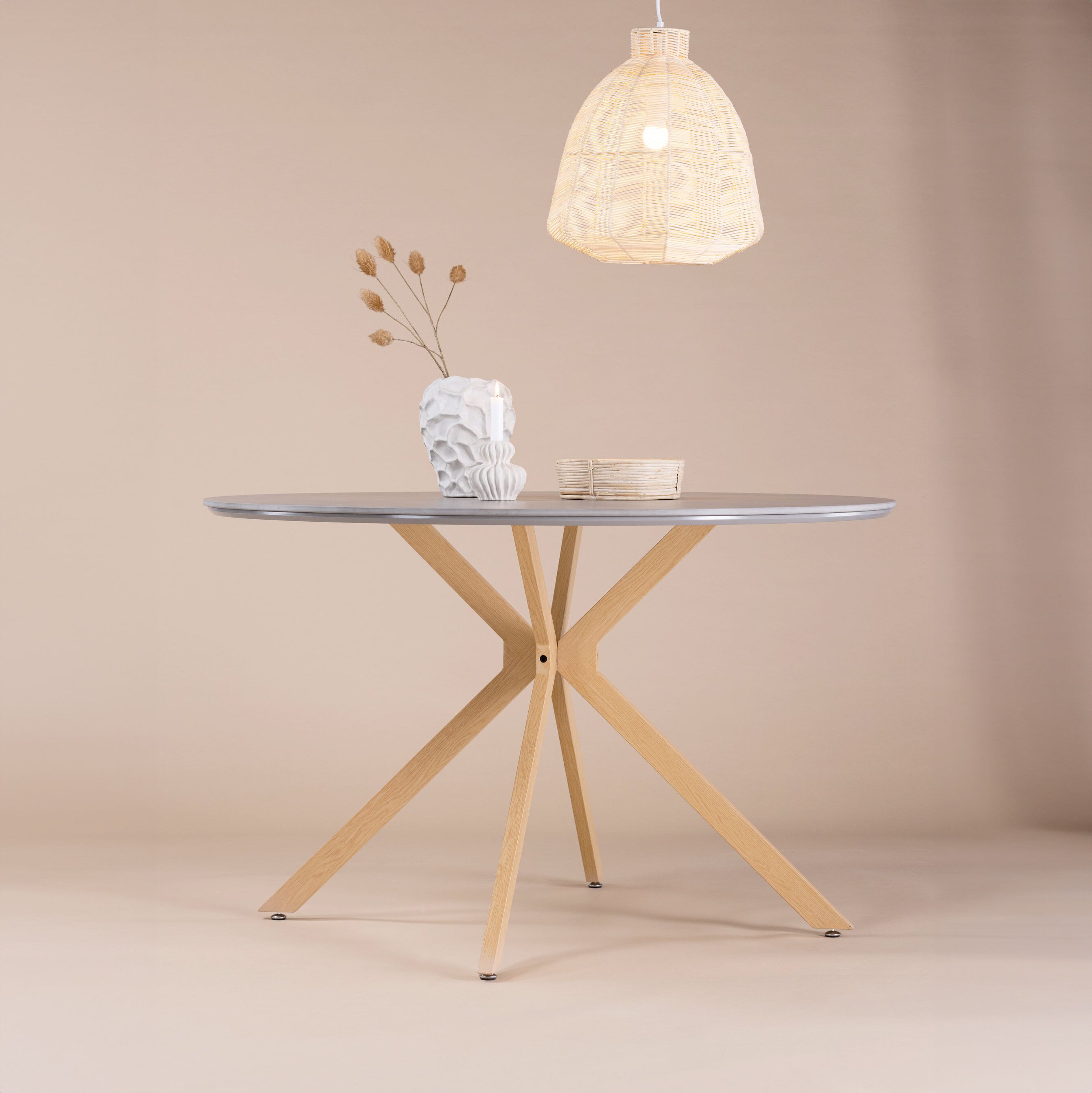 Nohr Chenell ronde eettafel – marmerlook, 120 cm, grijs