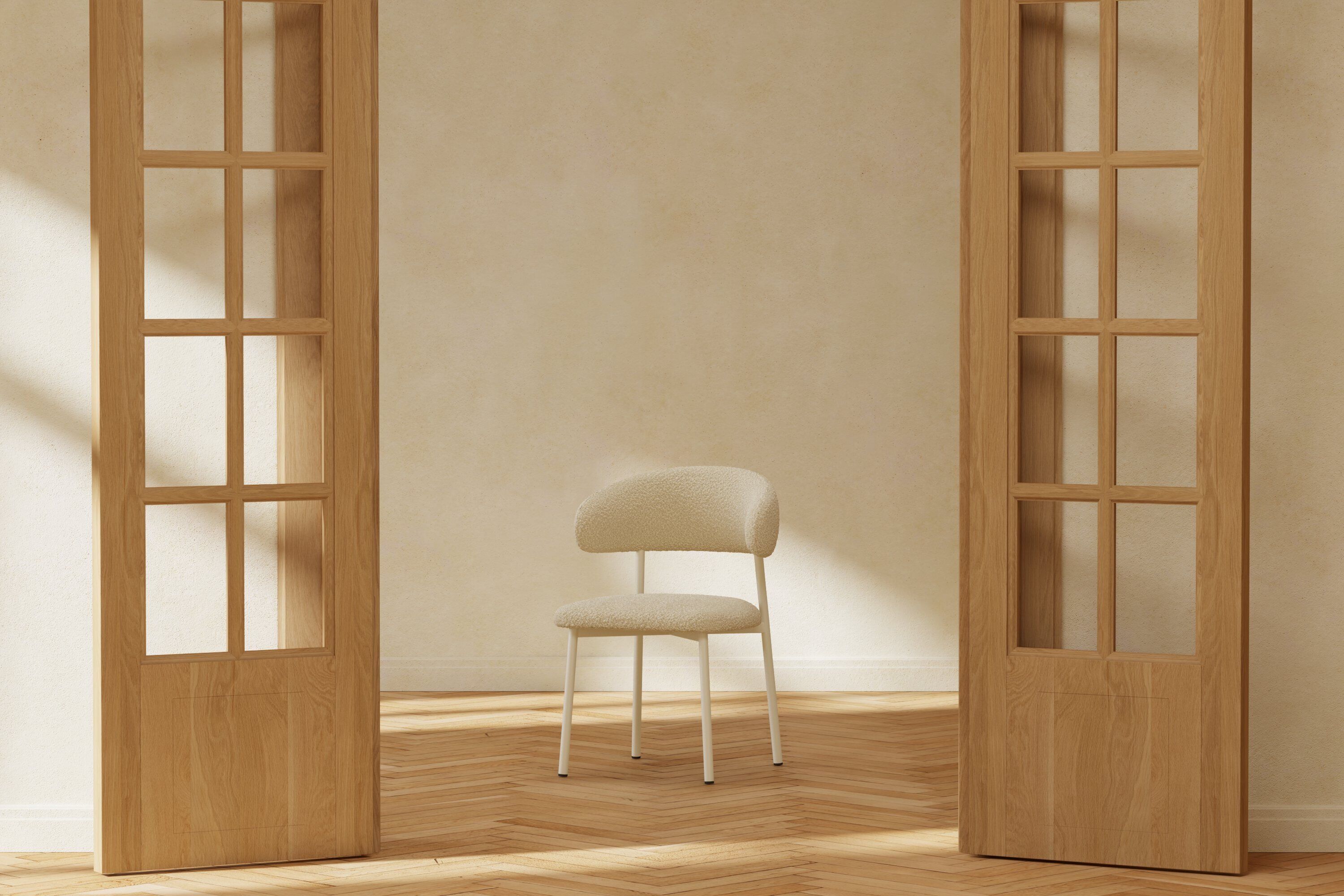 Nohr Clarinda eetkamerstoel – Moderne bouclé comfort in beige