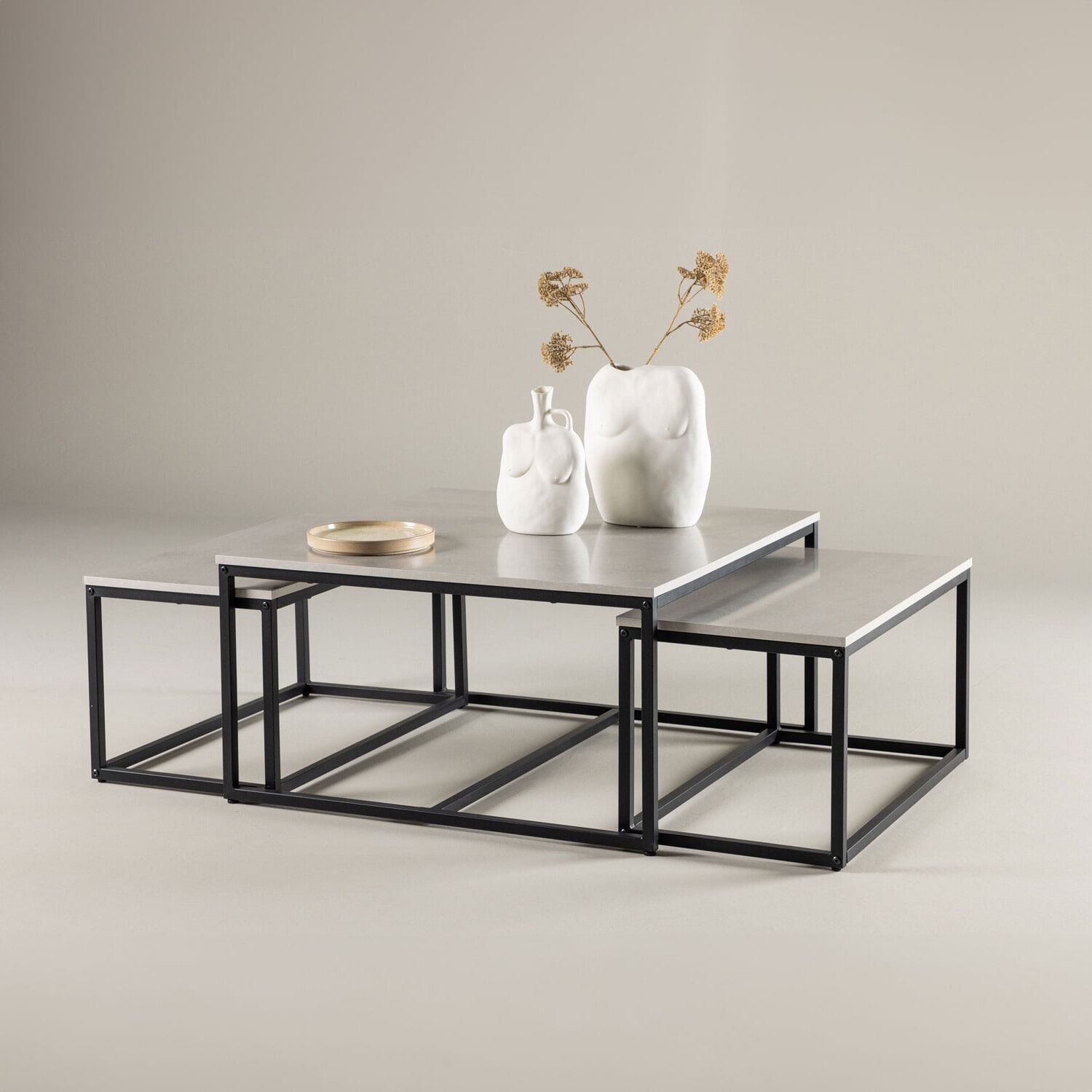 Nohr Dacey Salontafel Set van 3 – Moderne Betonlook voor de Woonkamer