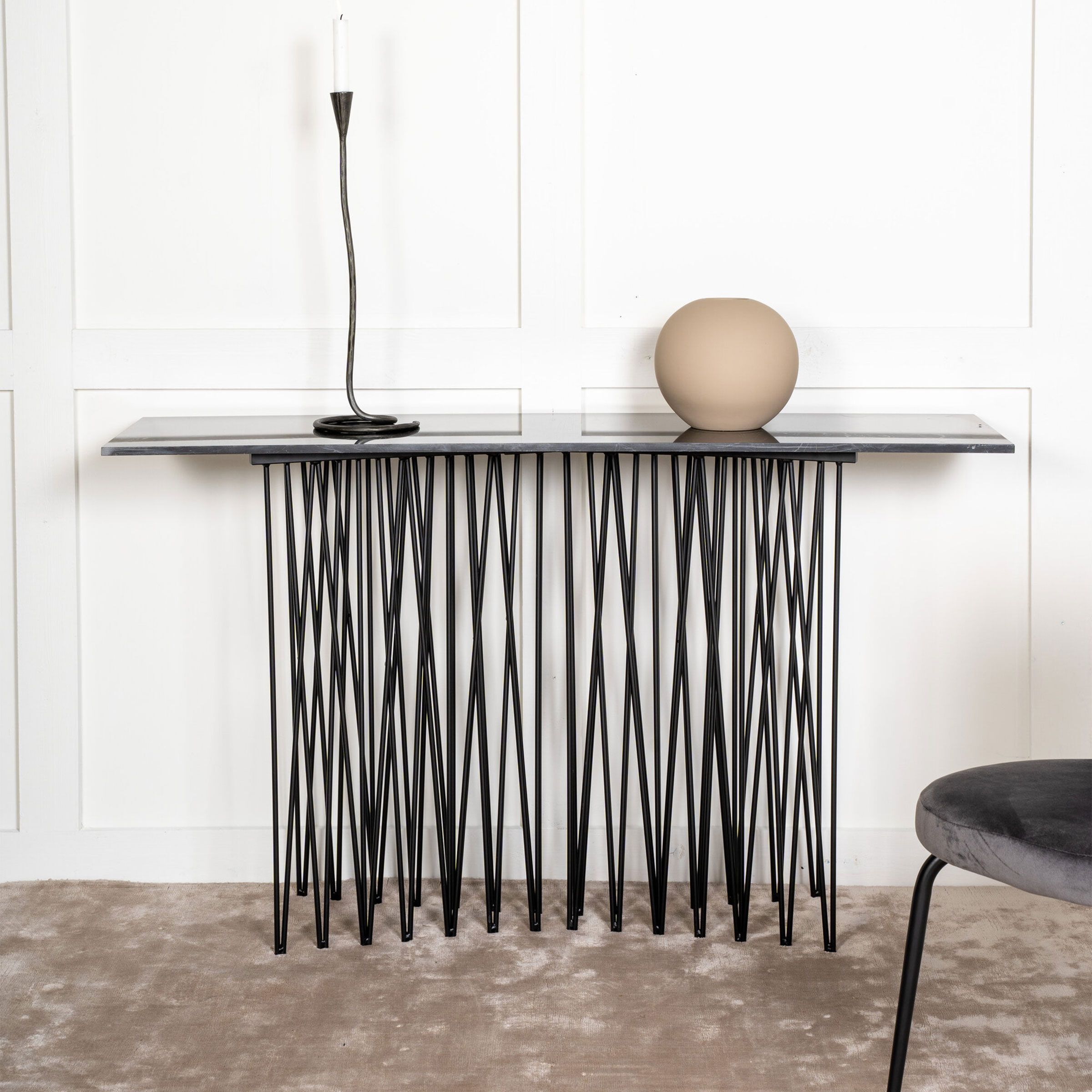 Nohr Danni Bijzettafel 130 cm – Marmerlook in Zwart