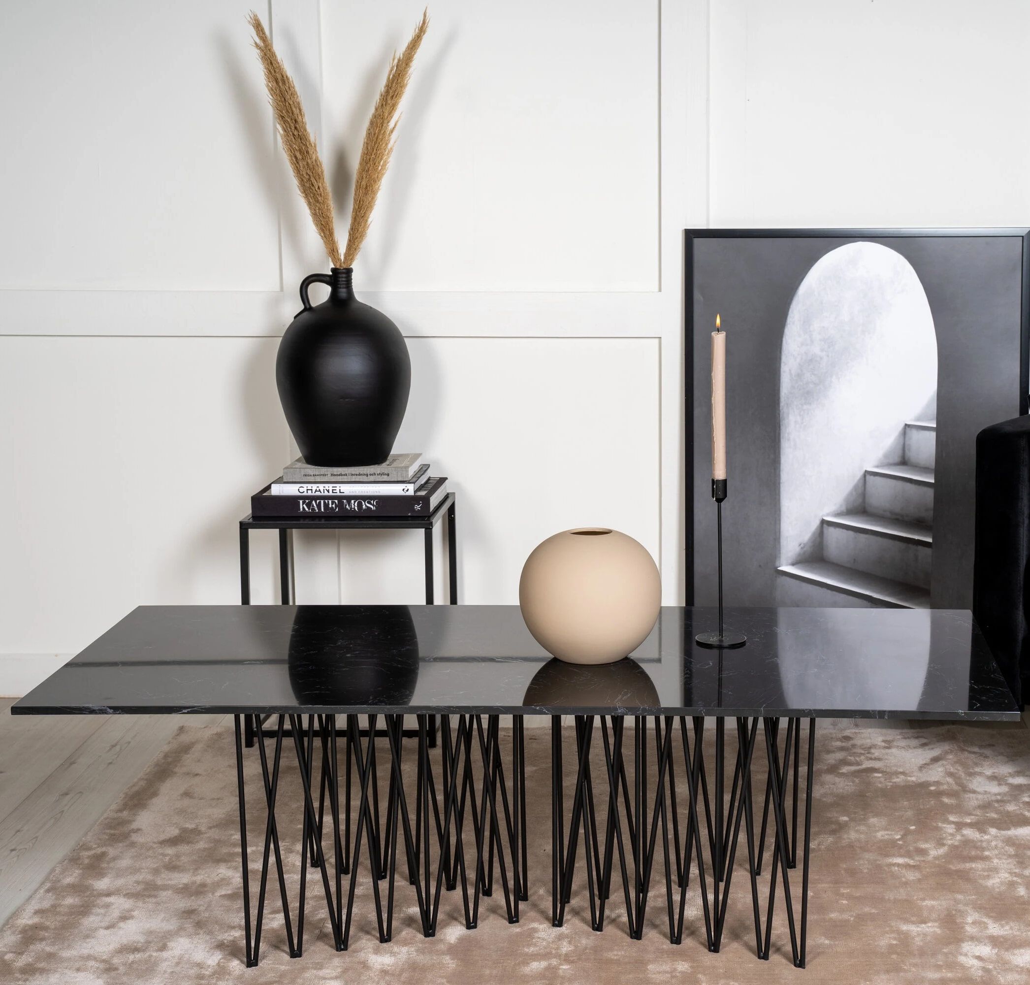 Nohr Danni Salontafel – Luxe Marmerlook in Zwart (140 × 60 cm)