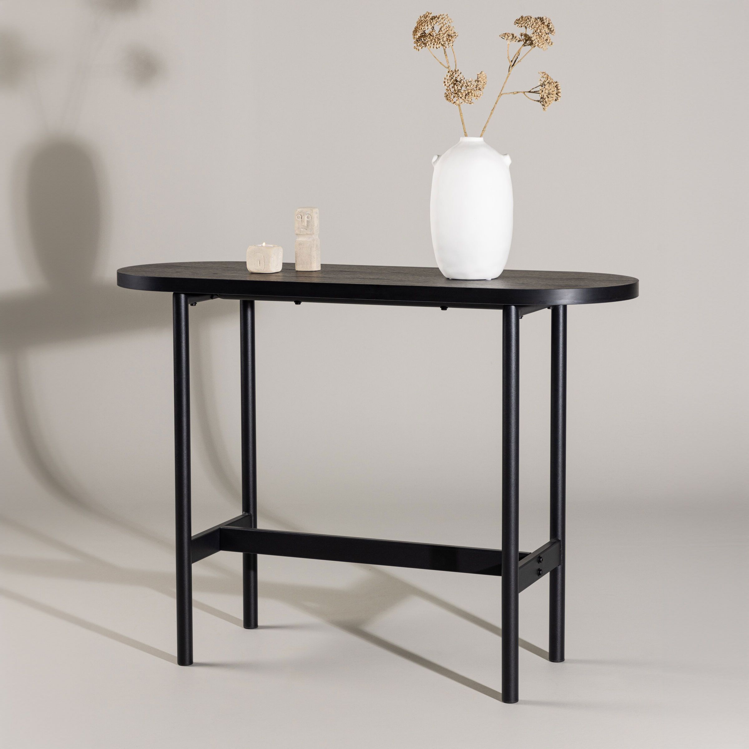 Nohr Derron Ovale Bijzettafel 110 cm – Strak Zwart Design voor elke ruimte