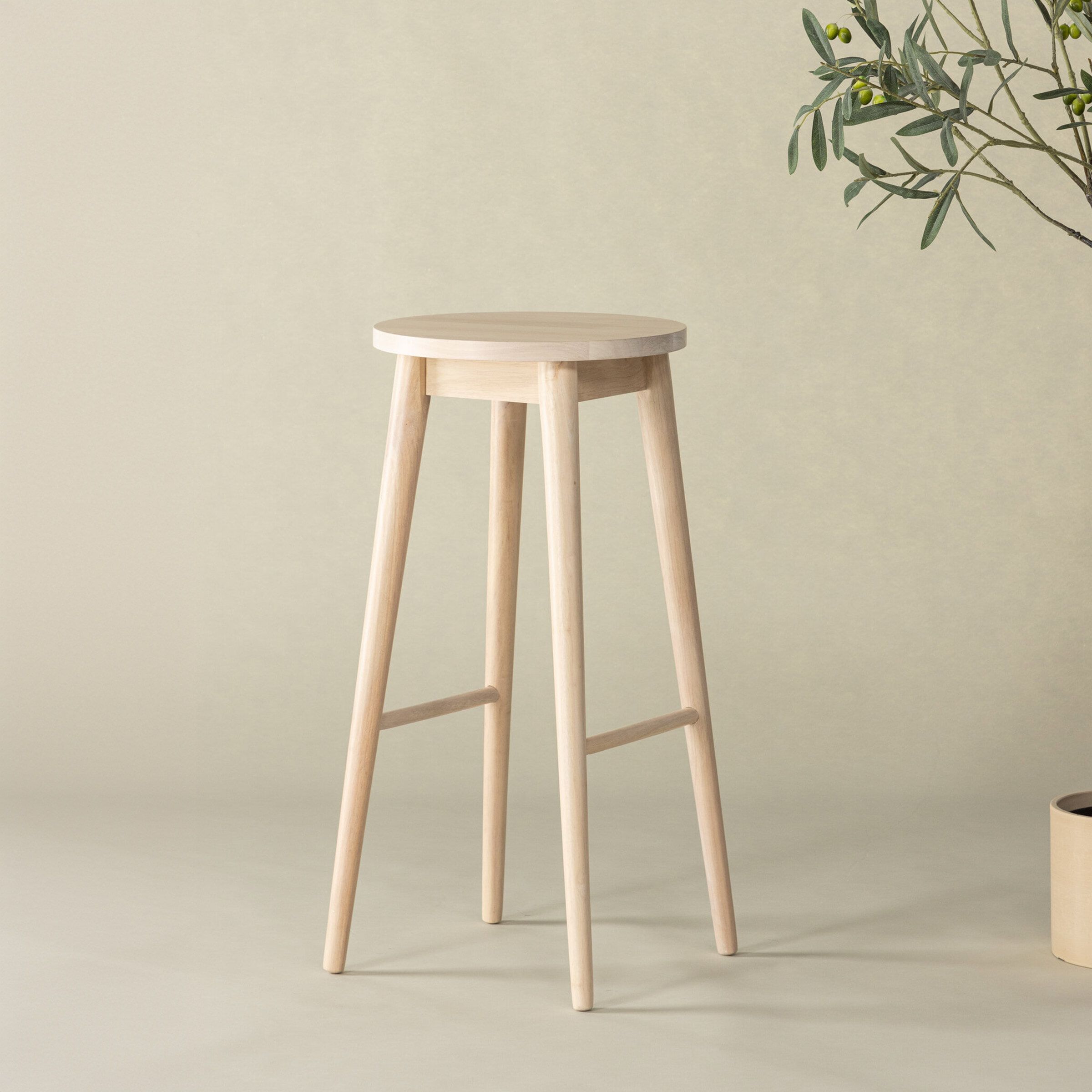 Nohr Donella Barkruk van Rubberhout – Naturel, 75 cm zithoogte