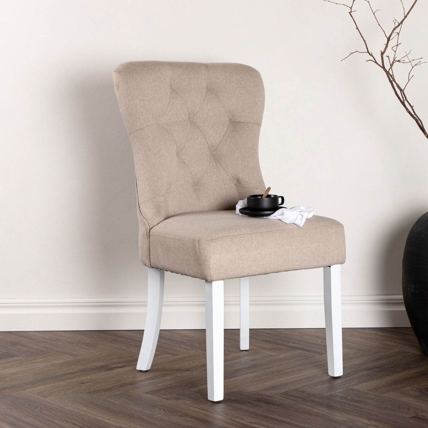Nohr Eetkamerstoel Sibyl – Luxe Linnen Beige voor een Frisse Sfeer